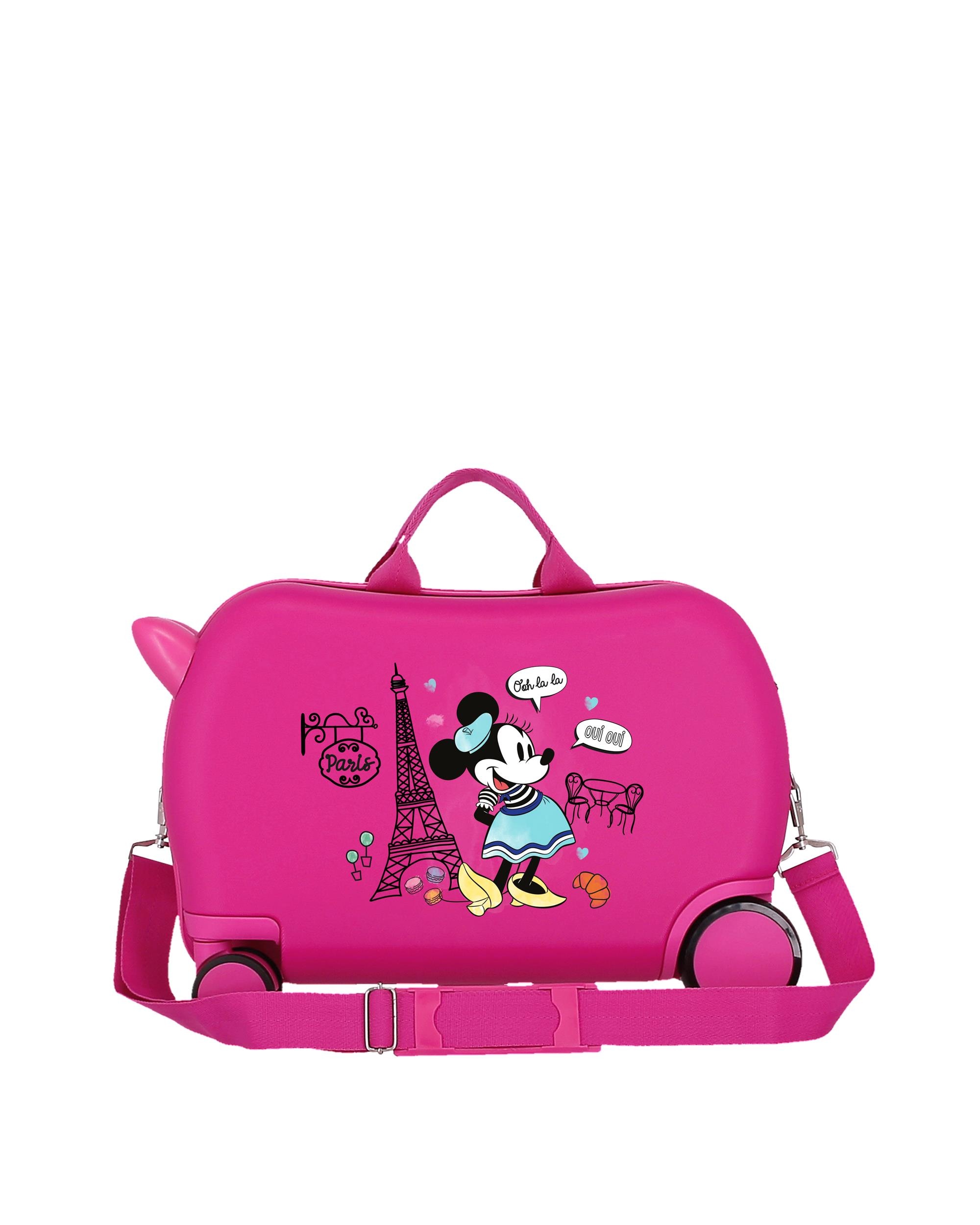 Mala Infantil 2 Rodas Multidirecionais Minnie Around The World com Capacidade de 24l Fúcsia-3