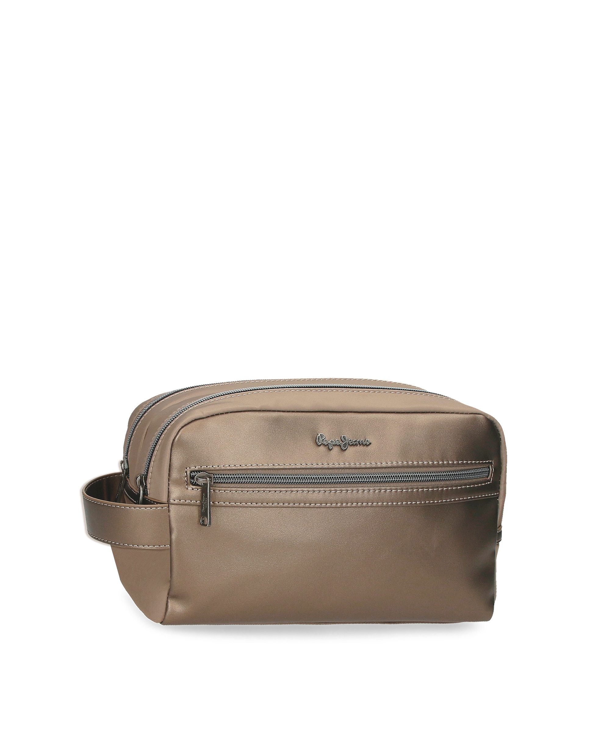 Necessaire Adaptável Pepe Jeans Ruby com Dois Compartimentos e Alça para Pendurar Ouro-1