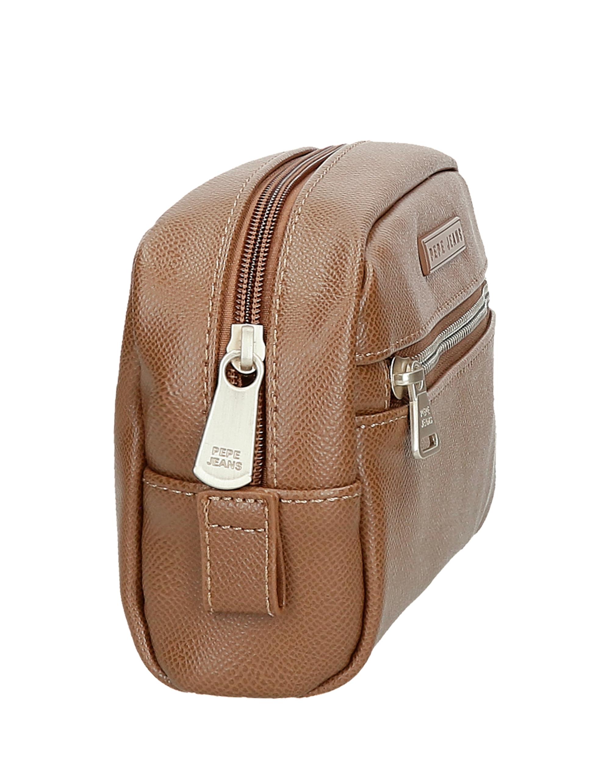 Necessaire Pequeno Elia com Bolso Frontal em Castanho Castanho-2