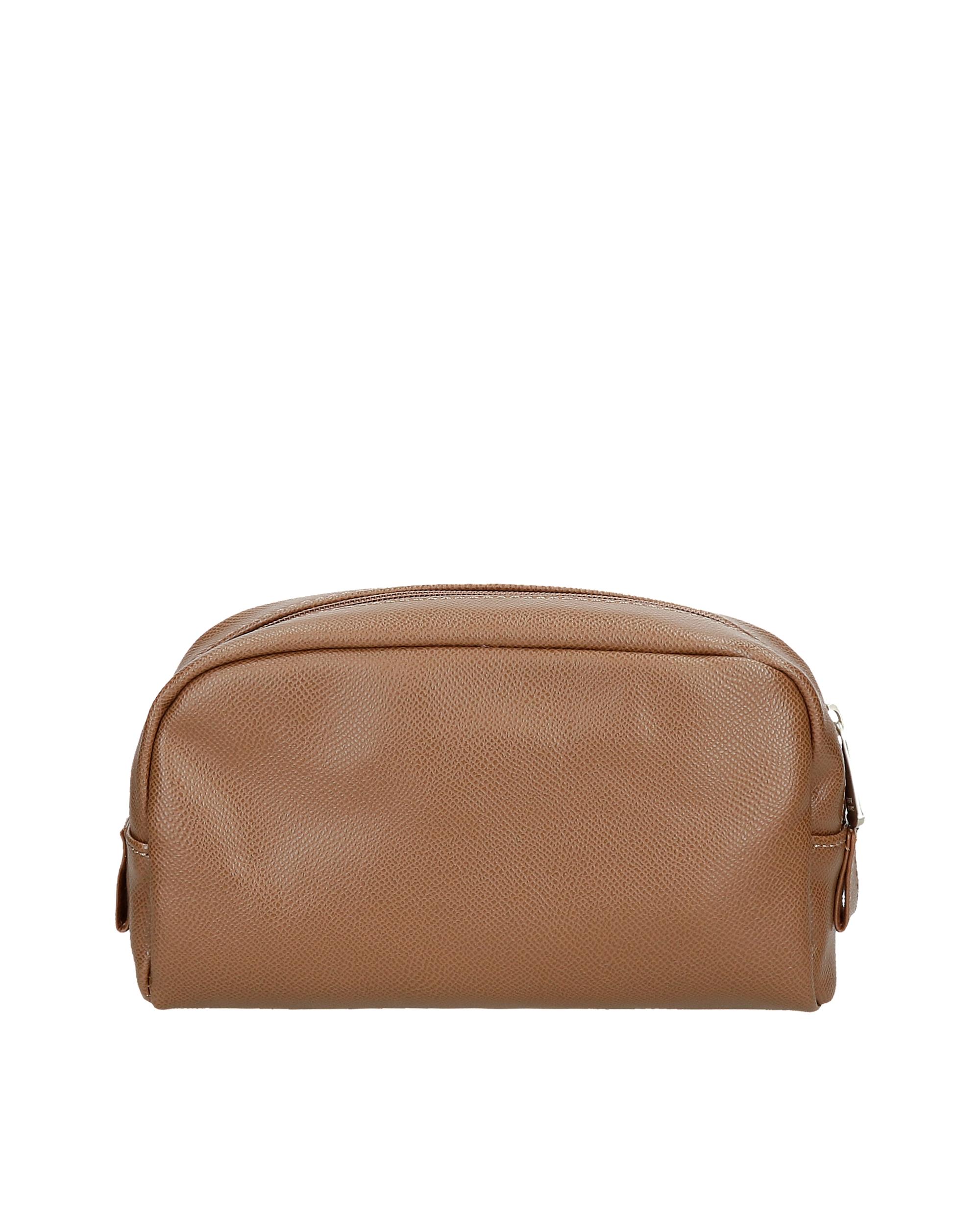 Necessaire Pequeno Elia com Bolso Frontal em Castanho Castanho-3