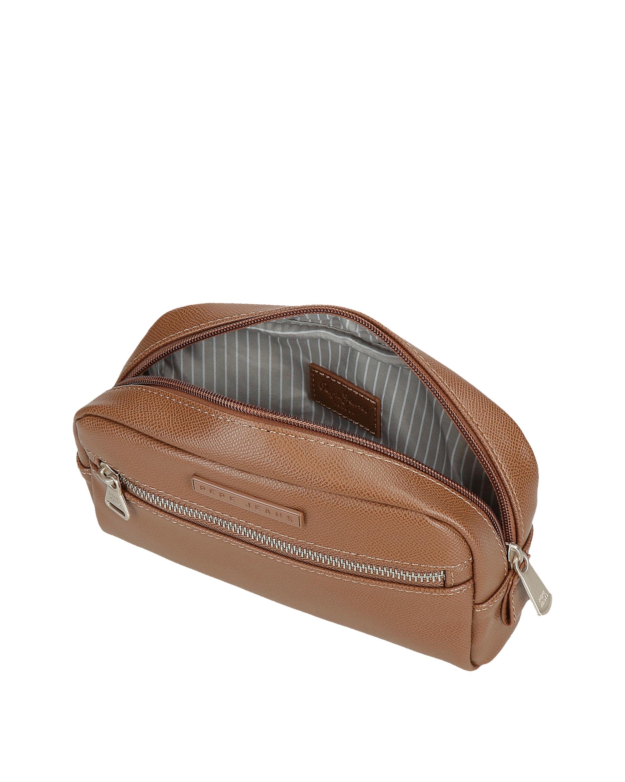 Necessaire Pequeno Elia com Bolso Frontal em Castanho Castanho-4