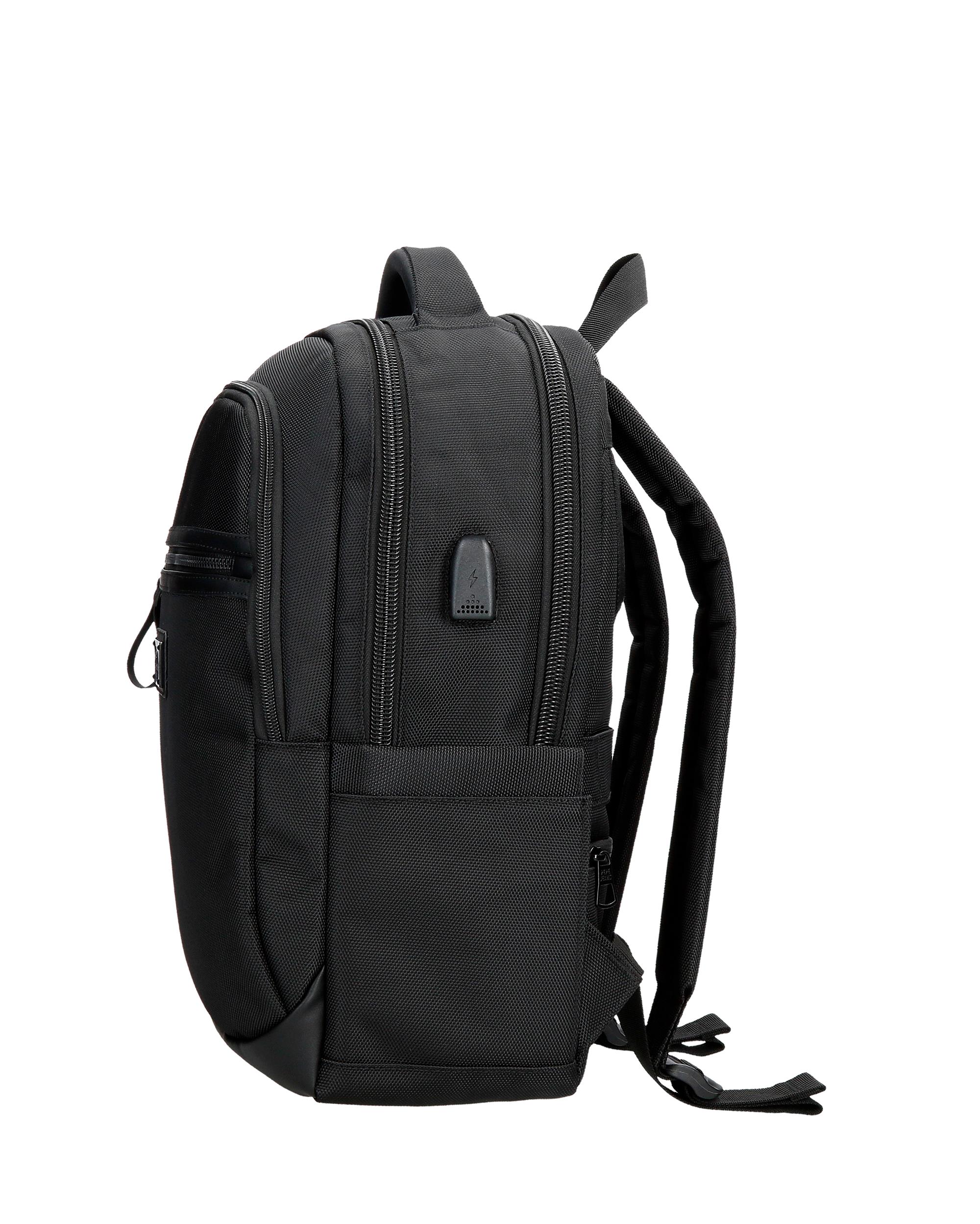 Mochila 15,6" Pepe Jeans Blackmore de Dois Compartimentos Adaptável Preto-4