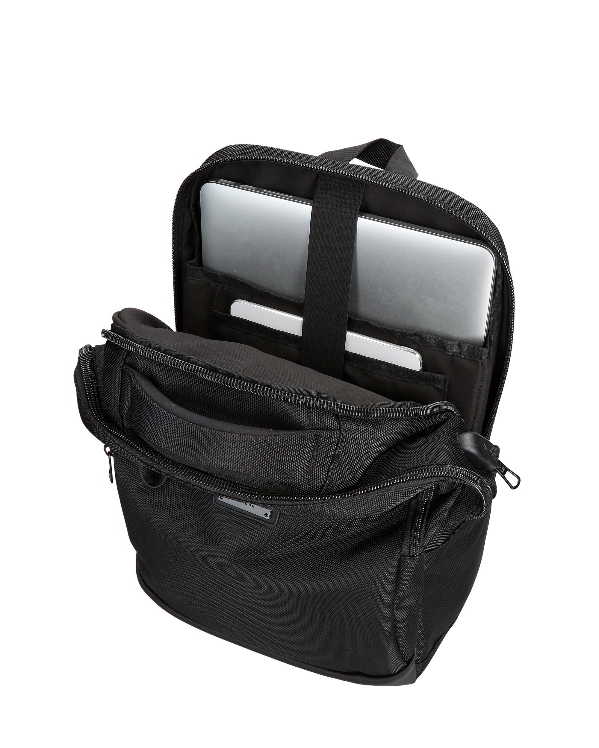 Mochila 15,6" Pepe Jeans Blackmore de Dois Compartimentos Adaptável Preto-5