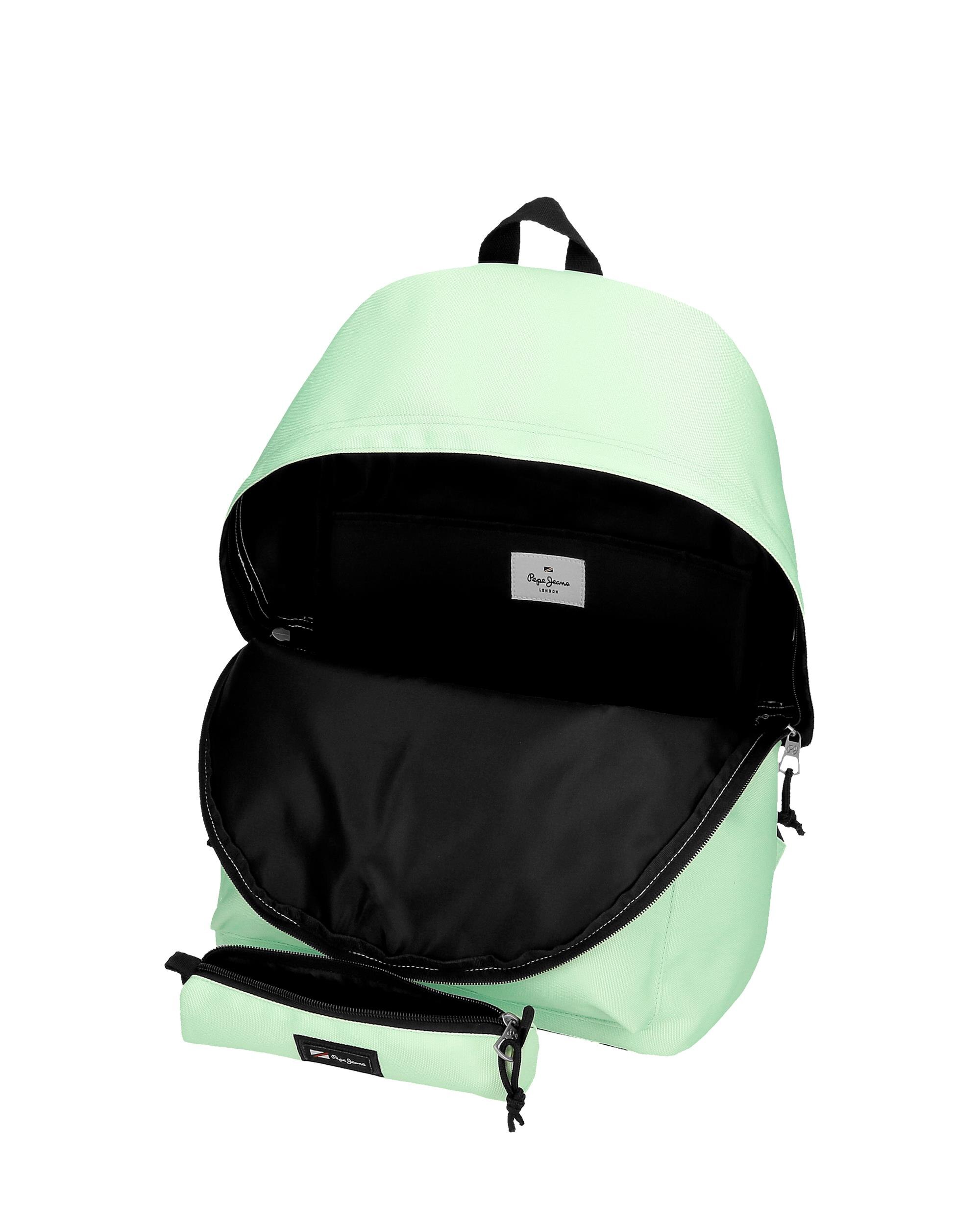 Mochila Portaordenador + Estojo Escolar Pepe Jeans Aris em Turquesa Esverdeado Verde-5