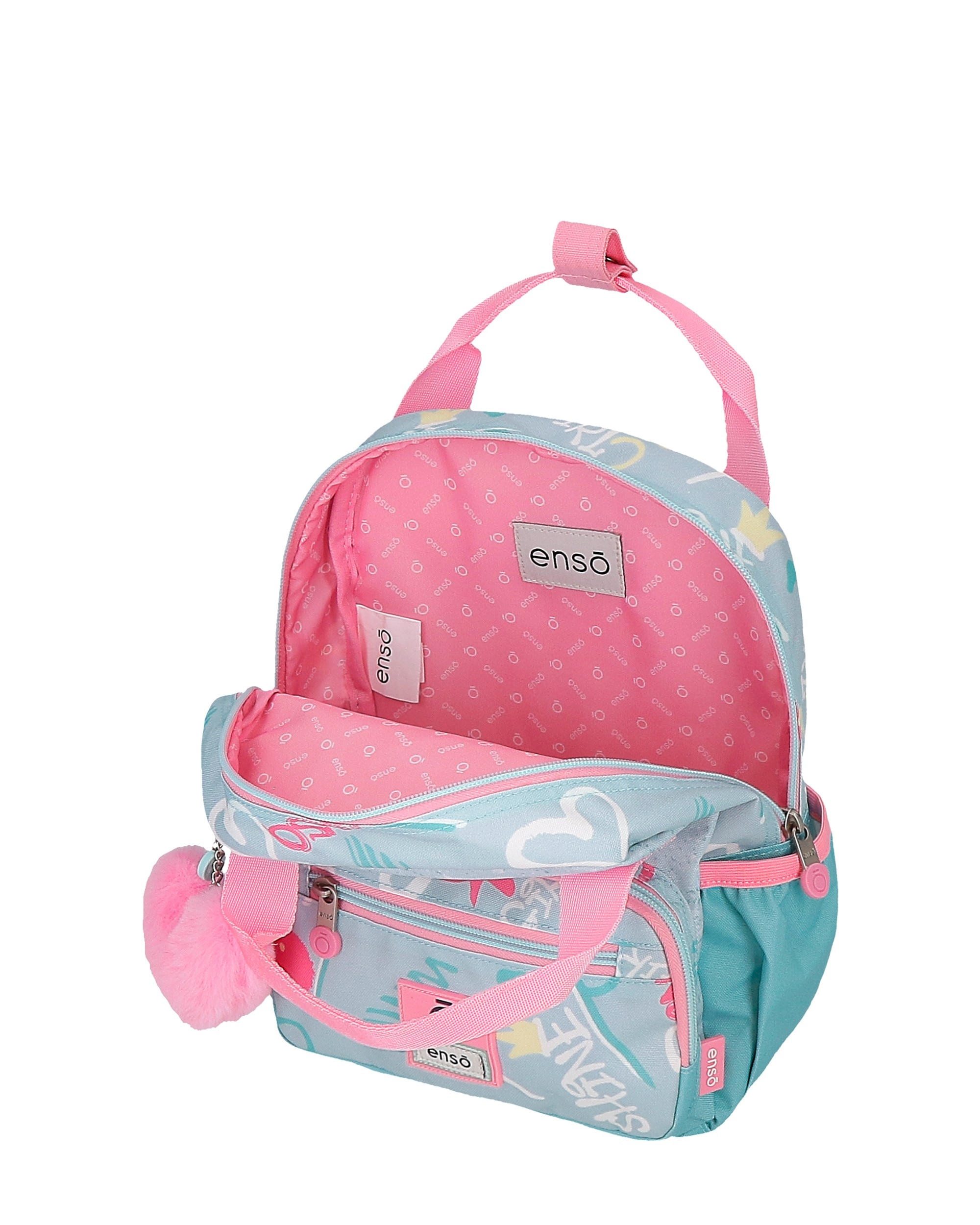 Mochila Little Urban Queen de 28 Cm Adaptável com Alça Superior Azul-4