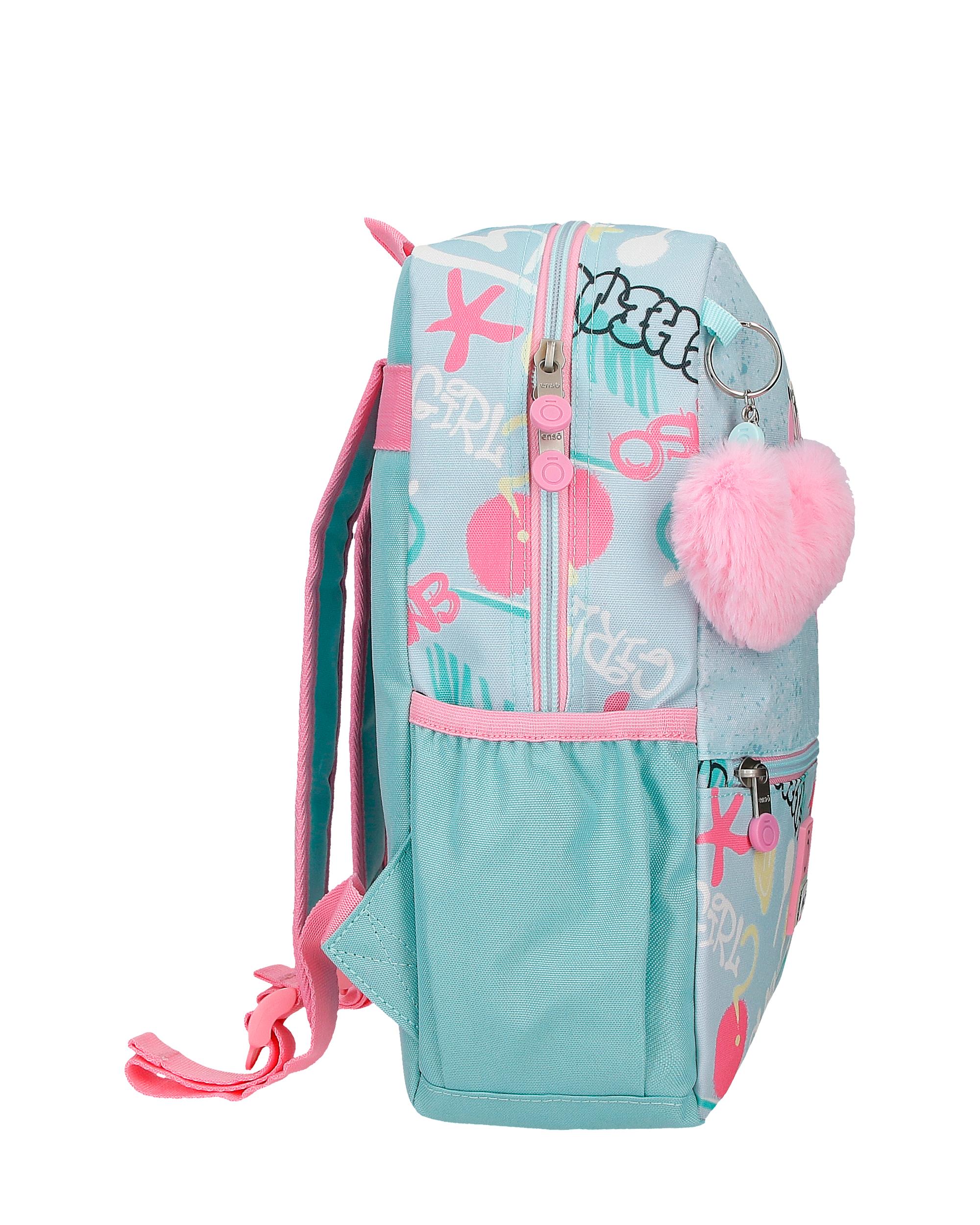 Mochila de Passeio Little Urban Queen de 32 Cm com Bolsos Frontais Azul-2