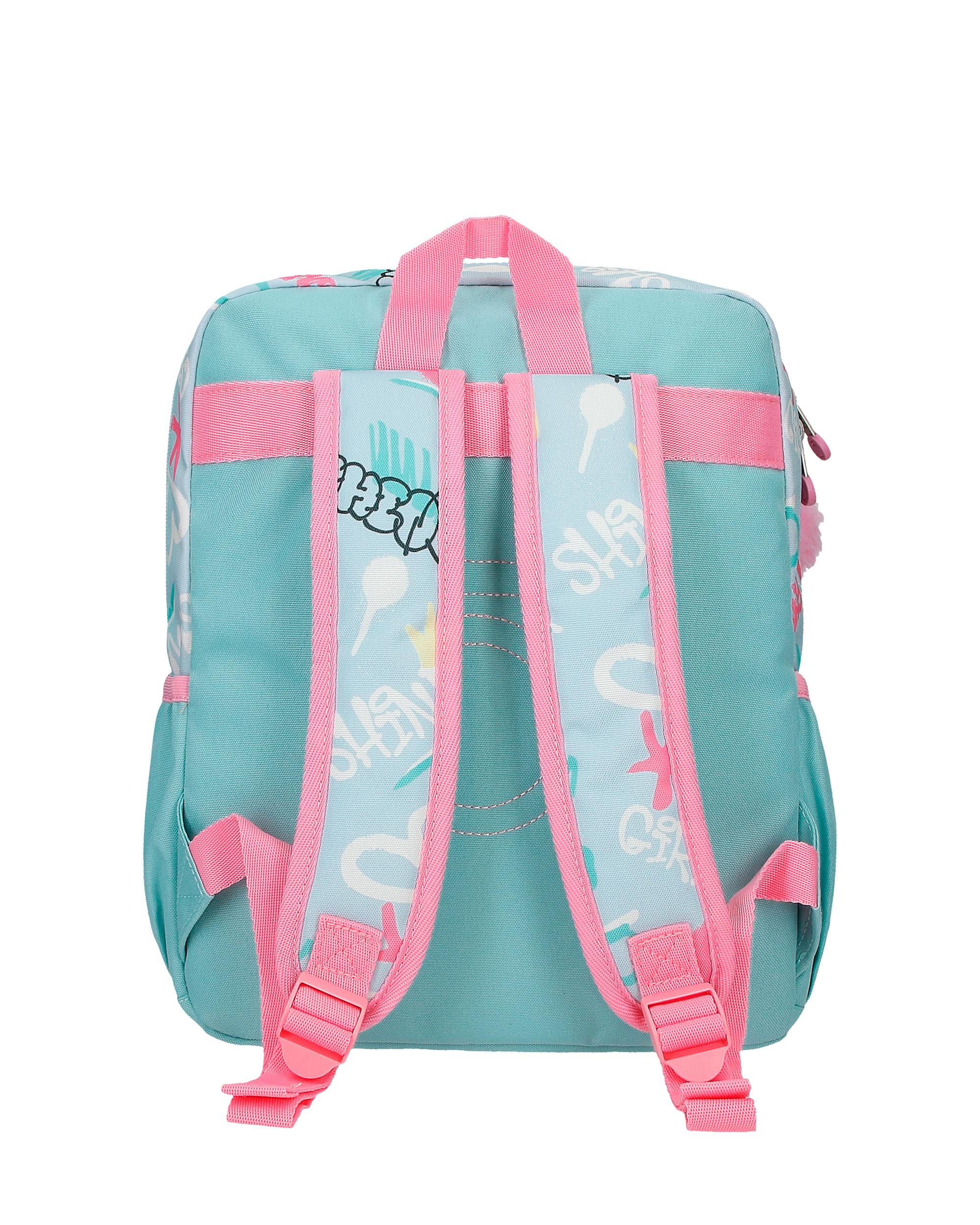 Mochila de Passeio Little Urban Queen de 32 Cm com Bolsos Frontais Azul-3