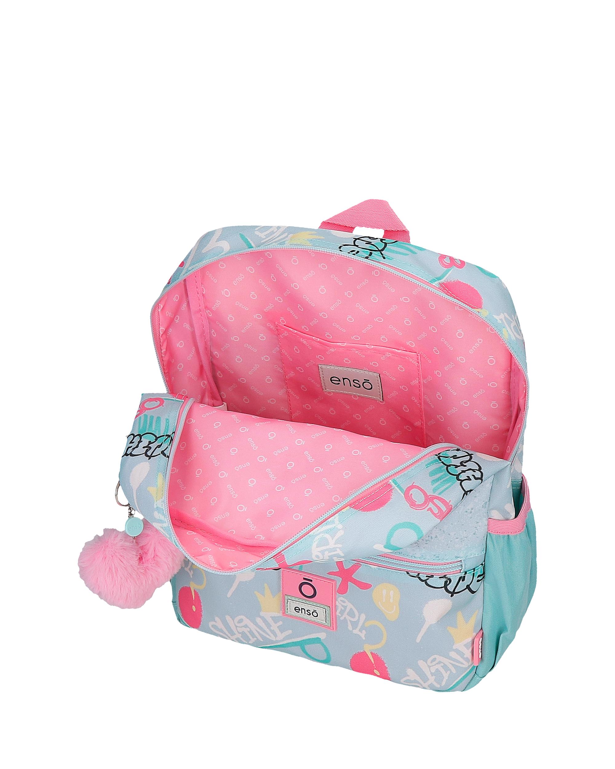 Mochila de Passeio Little Urban Queen de 32 Cm com Bolsos Frontais Azul-4