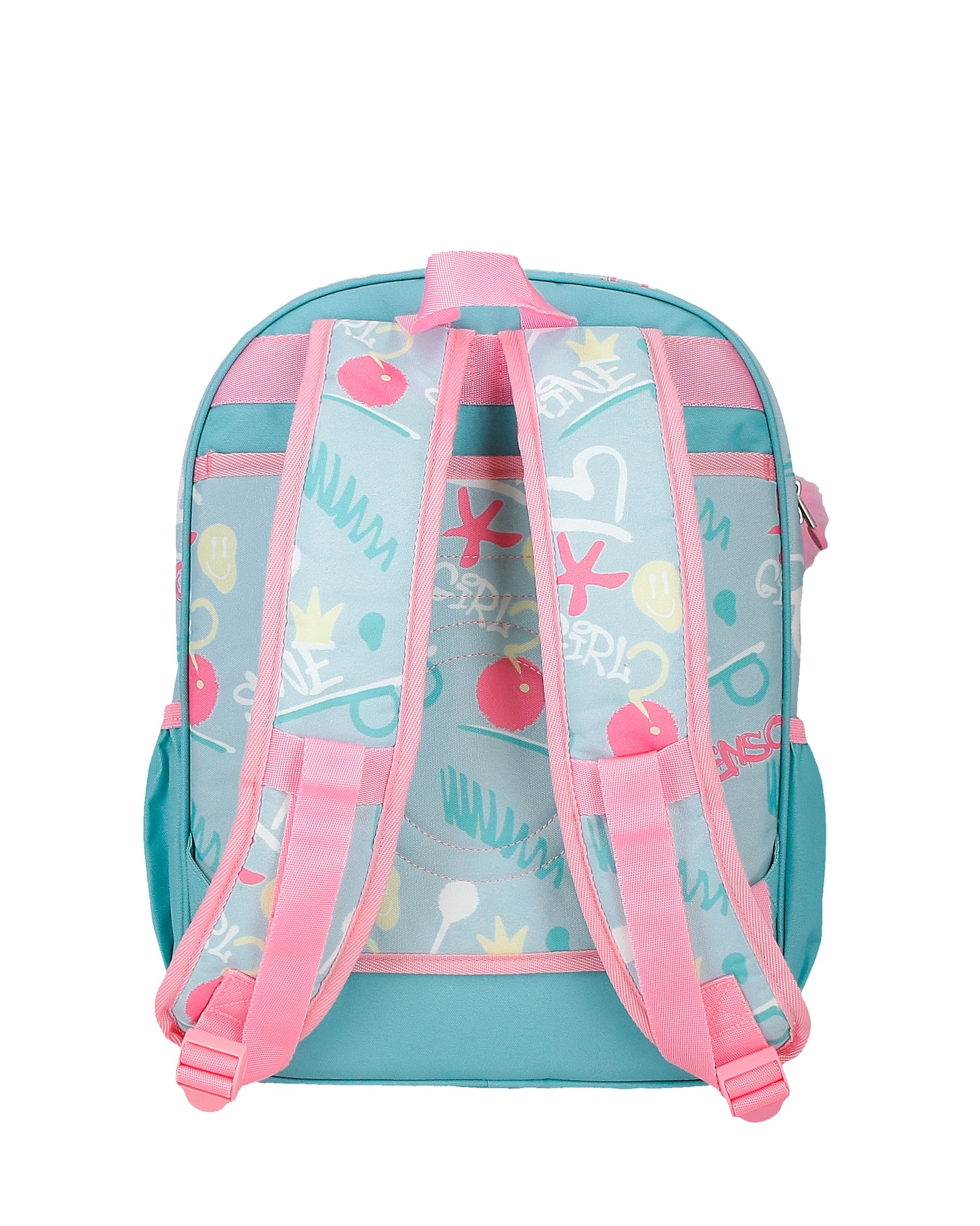 Mochila Escolar Little Urban Queen de 38cm com Bolsos Laterais Azul-3