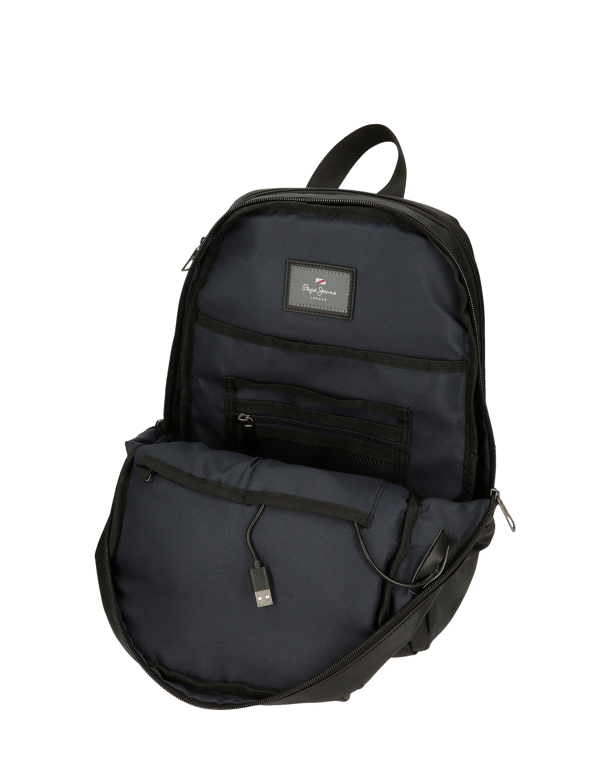 Mochila 13,3" Pepe Jeans Dortmund com Bolso Frontal Preto-6
