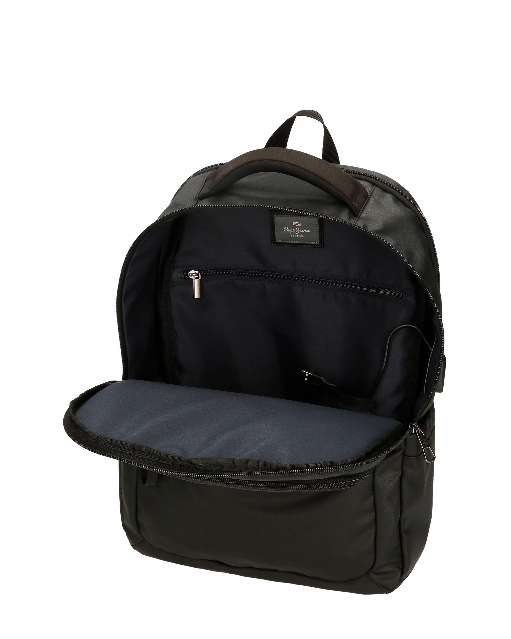 Mochila 13,3" Pepe Jeans Dortmund com Bolso Frontal Preto-6
