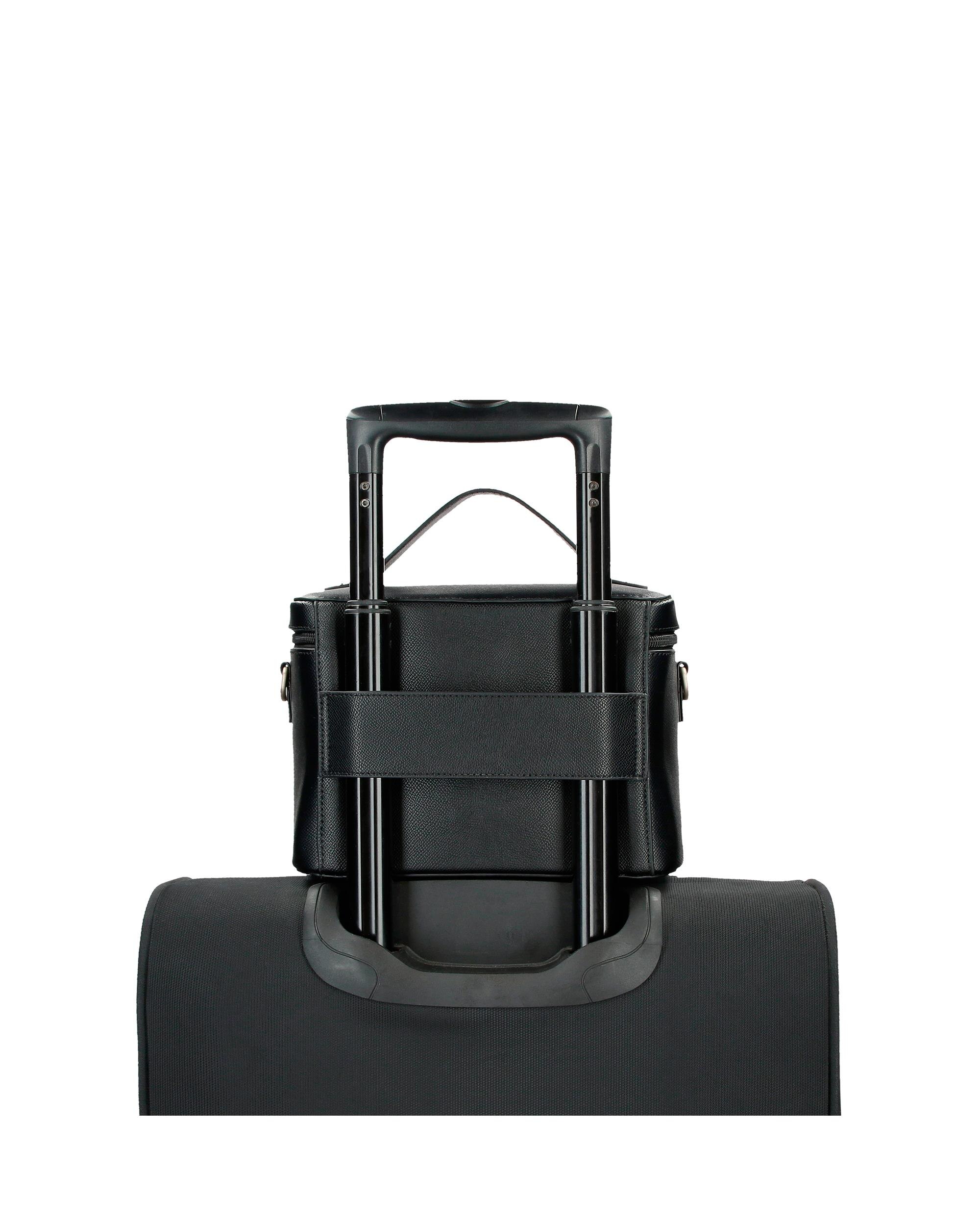 Necessaire Mala a Tiracolo Elia com Bolso Frontal em Castanho Preto-5