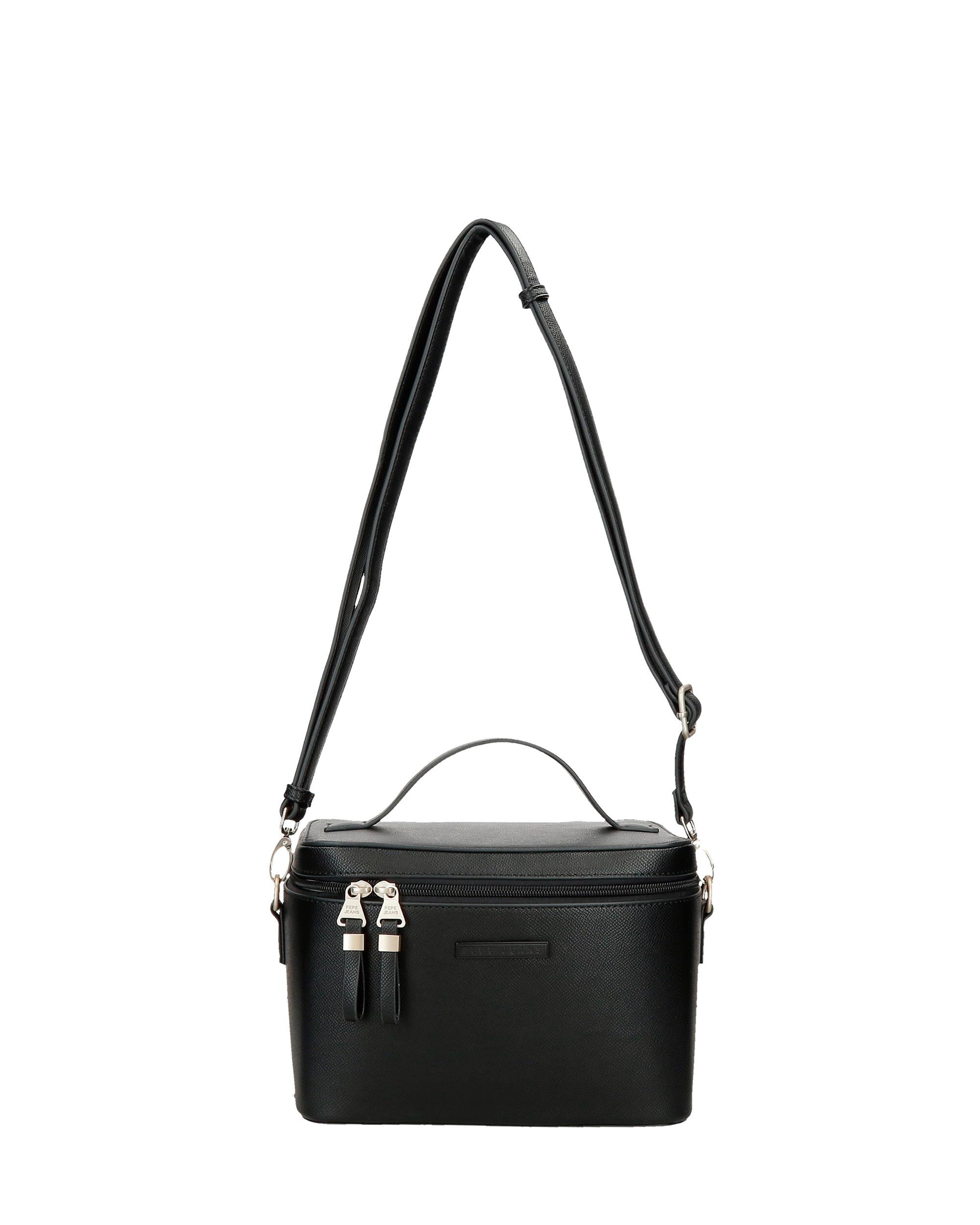 Necessaire Mala a Tiracolo Elia com Bolso Frontal em Castanho Preto-6