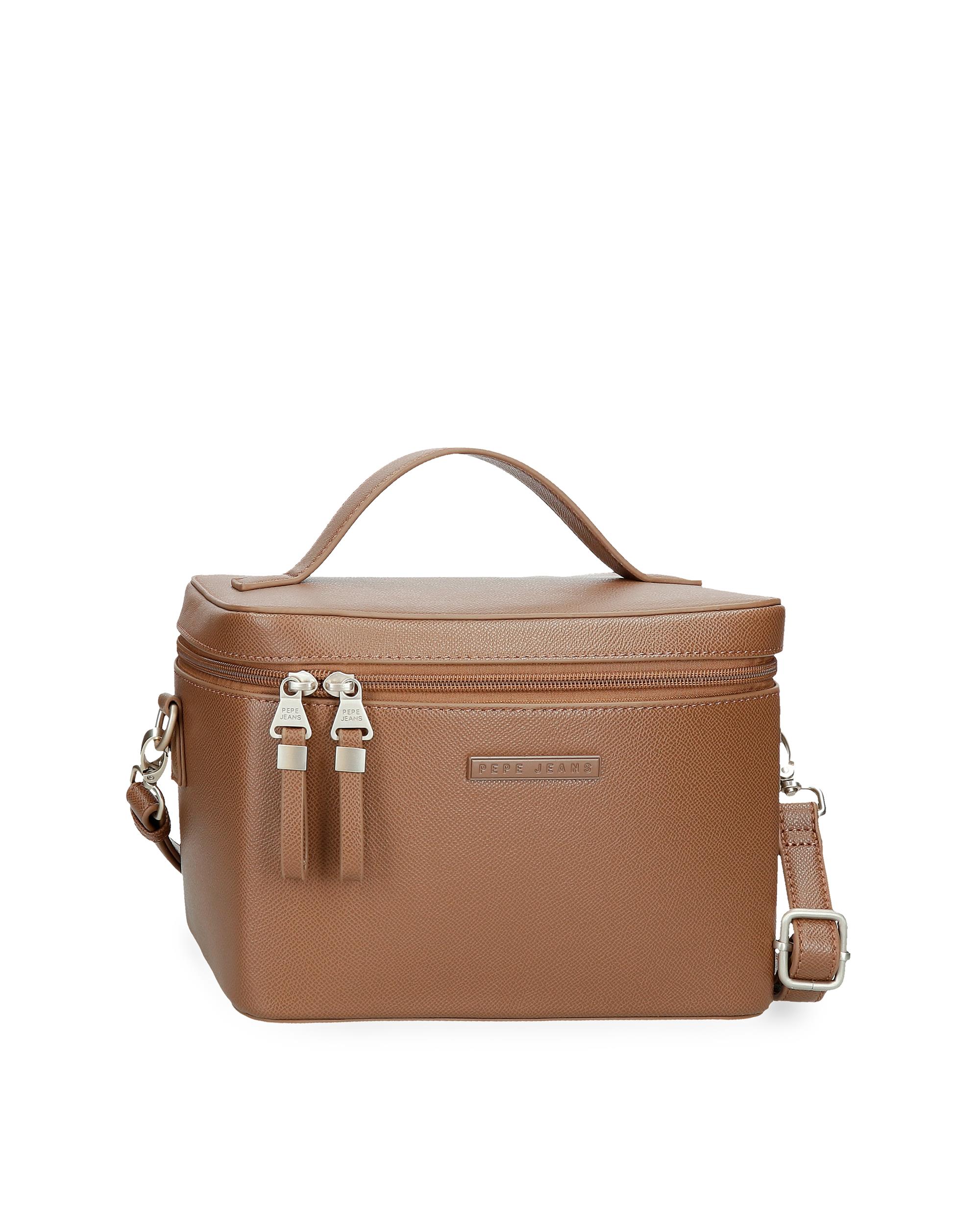 Imagem 0 de Necessaire Mala a Tiracolo Elia com Bolso Frontal em Castanho