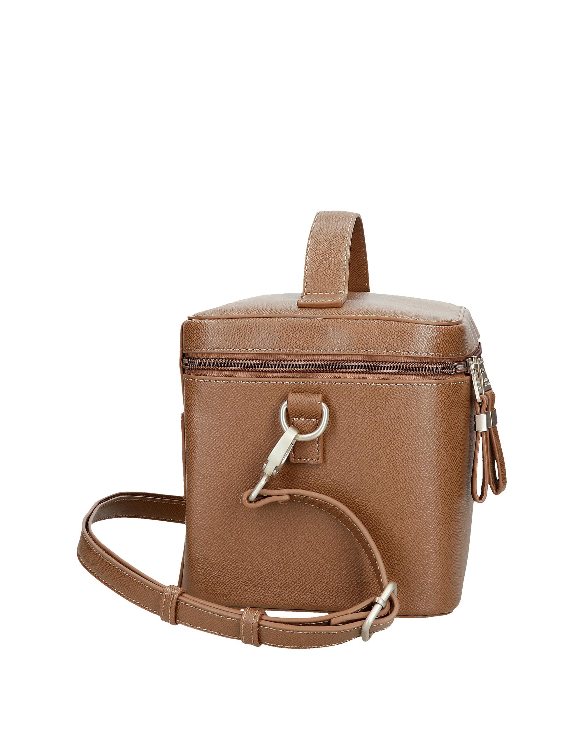 Necessaire Mala a Tiracolo Elia com Bolso Frontal em Castanho Castanho-2