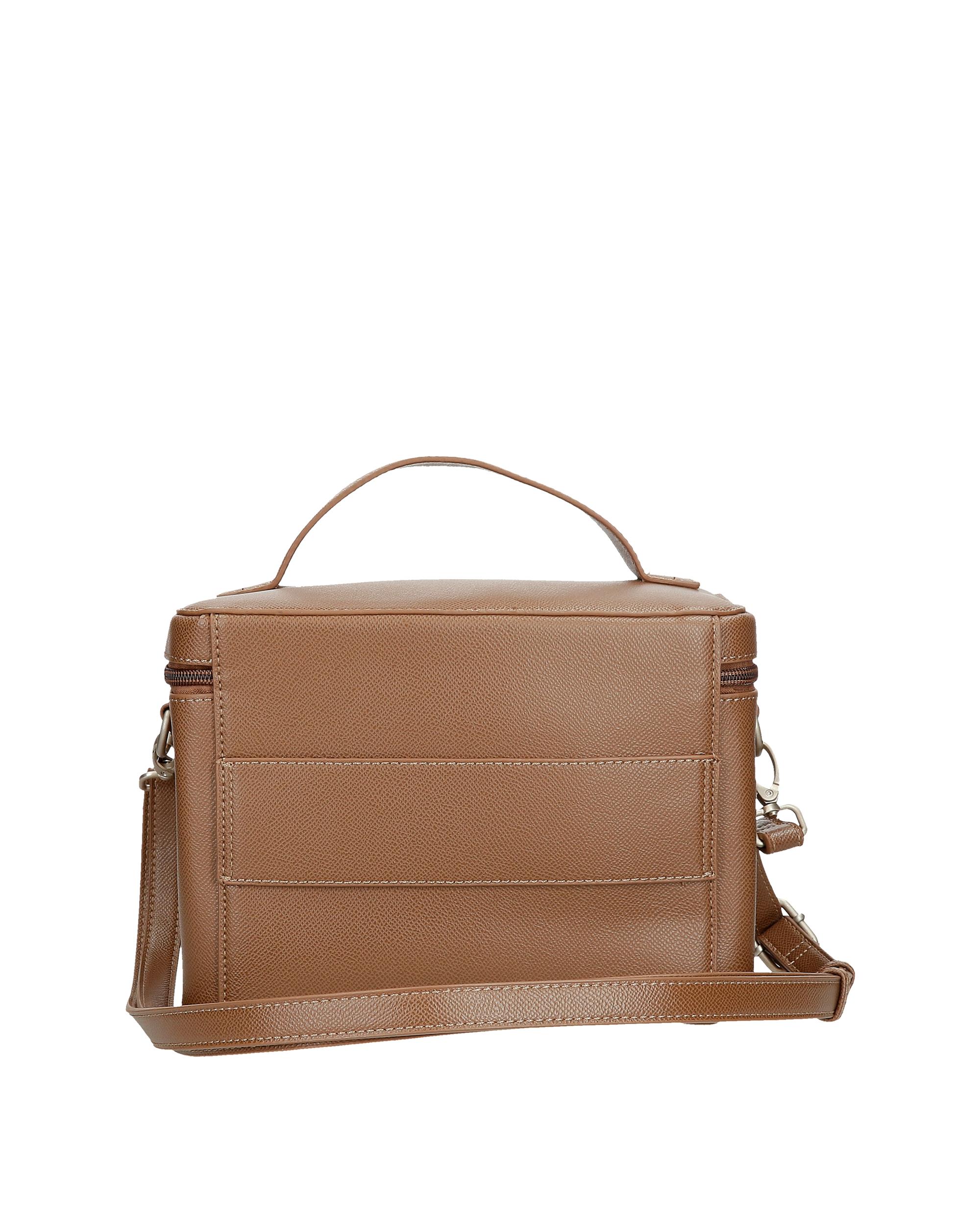 Necessaire Mala a Tiracolo Elia com Bolso Frontal em Castanho Castanho-3