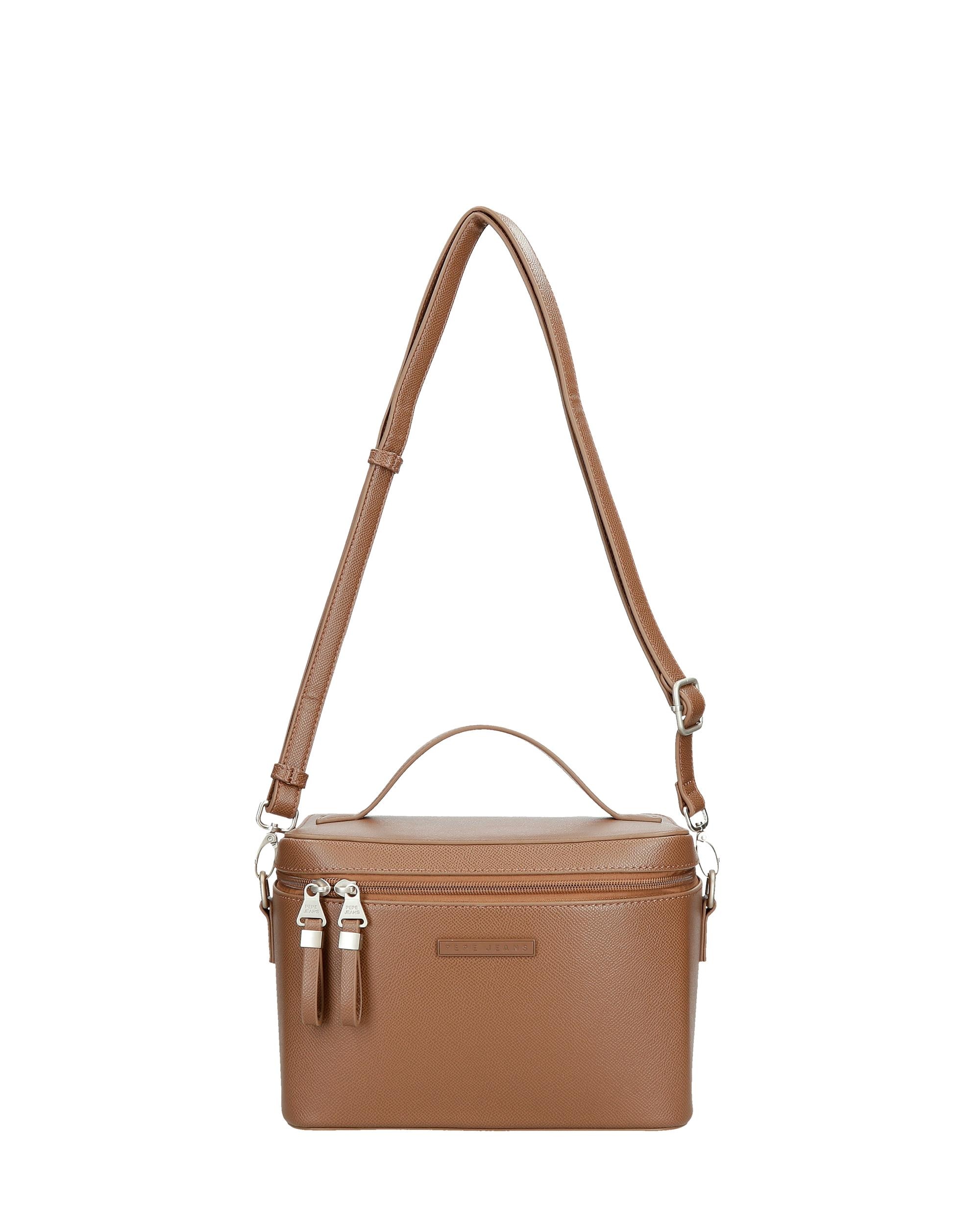 Necessaire Mala a Tiracolo Elia com Bolso Frontal em Castanho Castanho-6