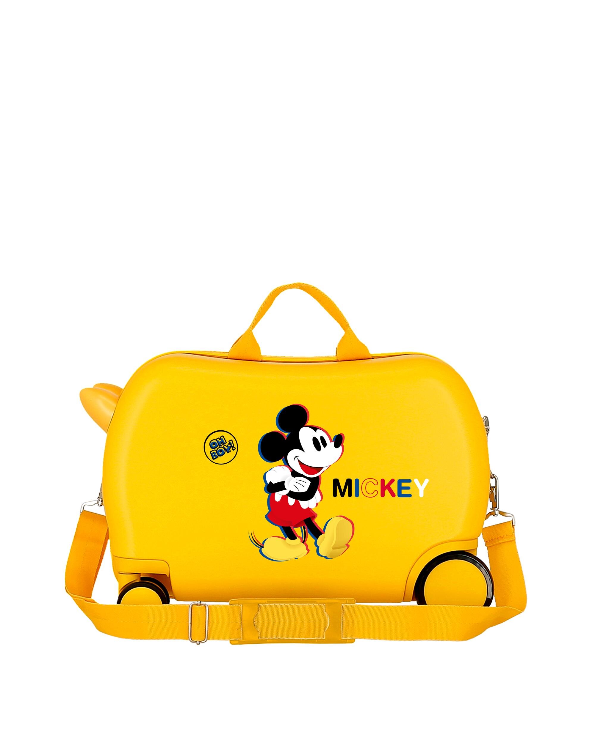 Mala Infantil 2 Rodas Multidirecionais Mickey 3d com Capacidade de 28l em Ocre Amarelo-3