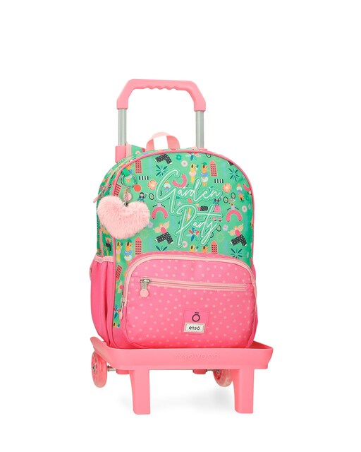Imagem 0 de Mochila Escolar Enso Garden Party de 38cm com Bolsos Laterais e Carrinho