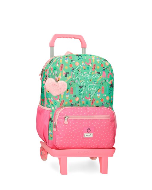 Imagem 0 de Mochila Escolar Enso Garden Party de 42cm com Dois Compartimentos e Carrinho