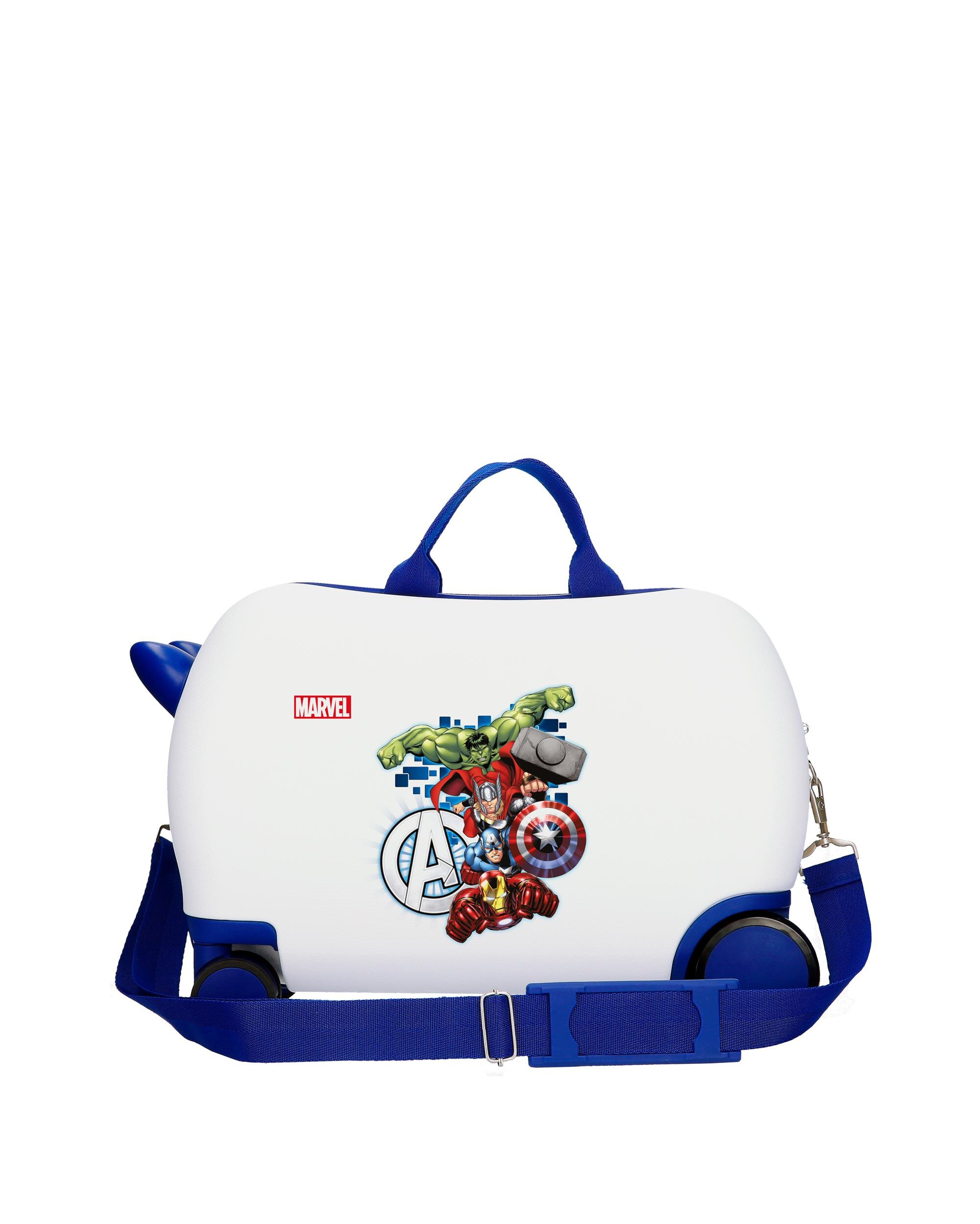 Mala Infantil 2 Rodas Multidirecionais Avengers Attack com Capacidade de 28l Branco / Azul-3