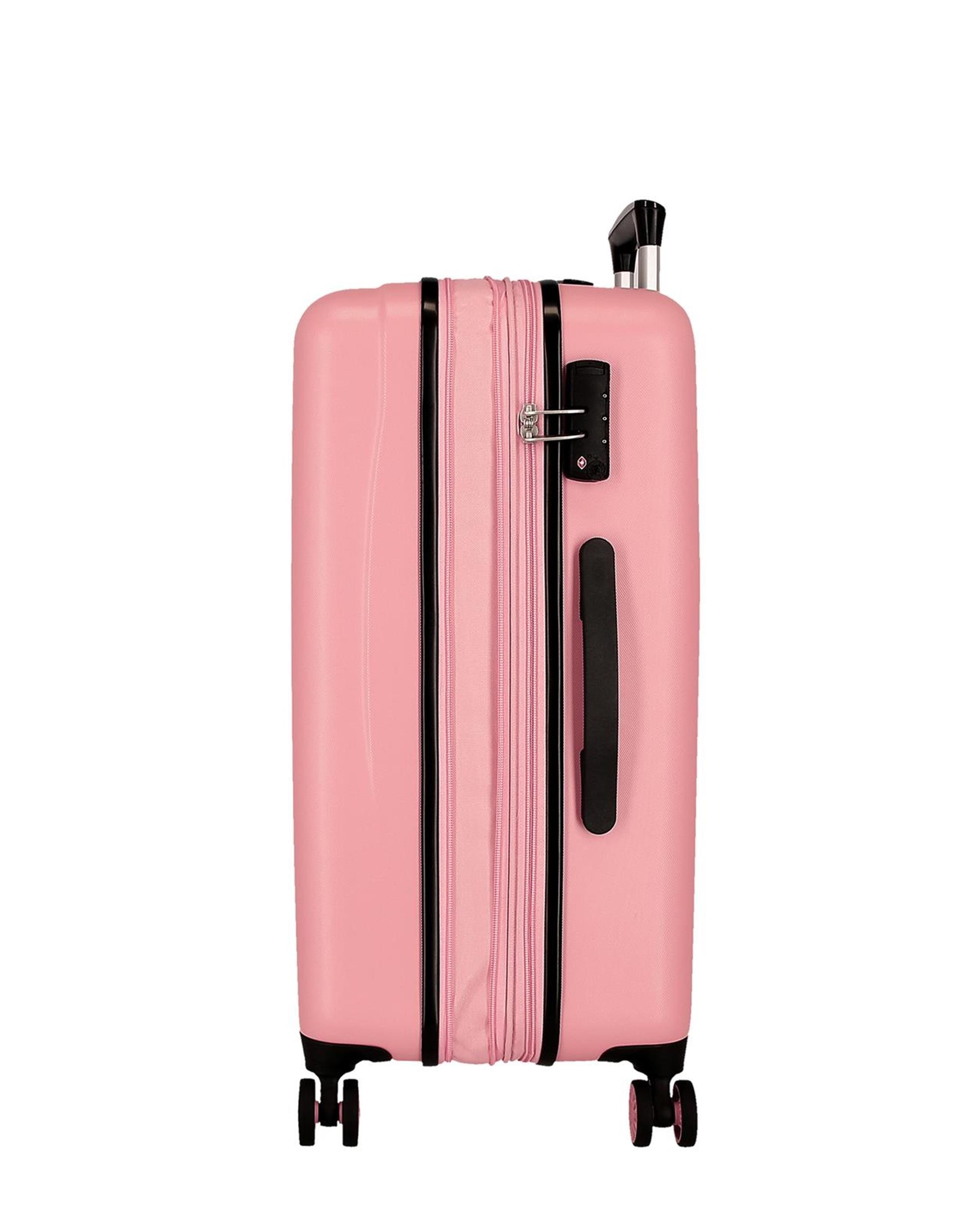 Conjunto de Malas (cabine e Média) Movom Luggage Rígidas com Capacidade de 91l Rosa-6