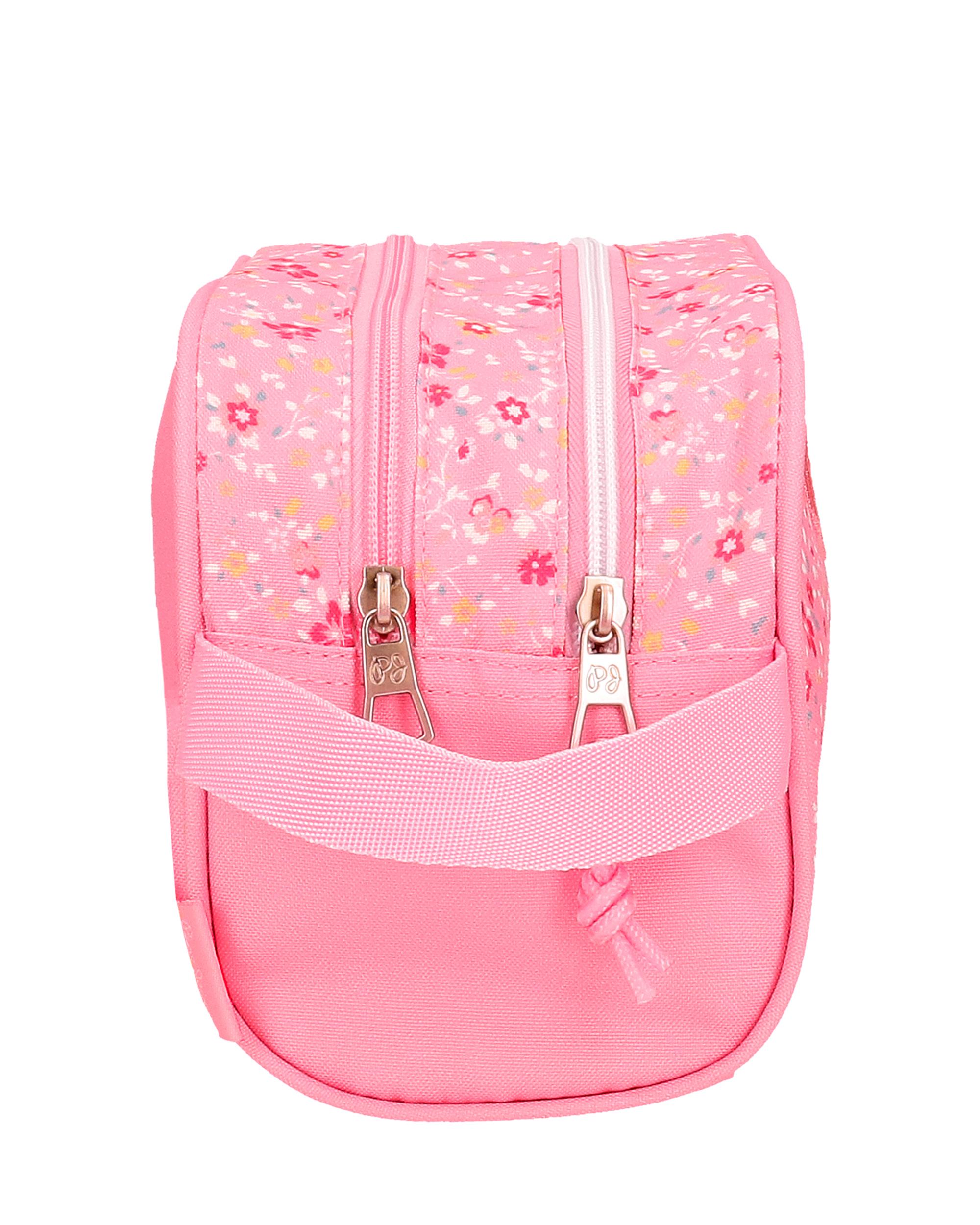 Necessaire Pepe Jeans Alenka de Dois Compartimentos com Alça Lateral em Rosa Rosa-2