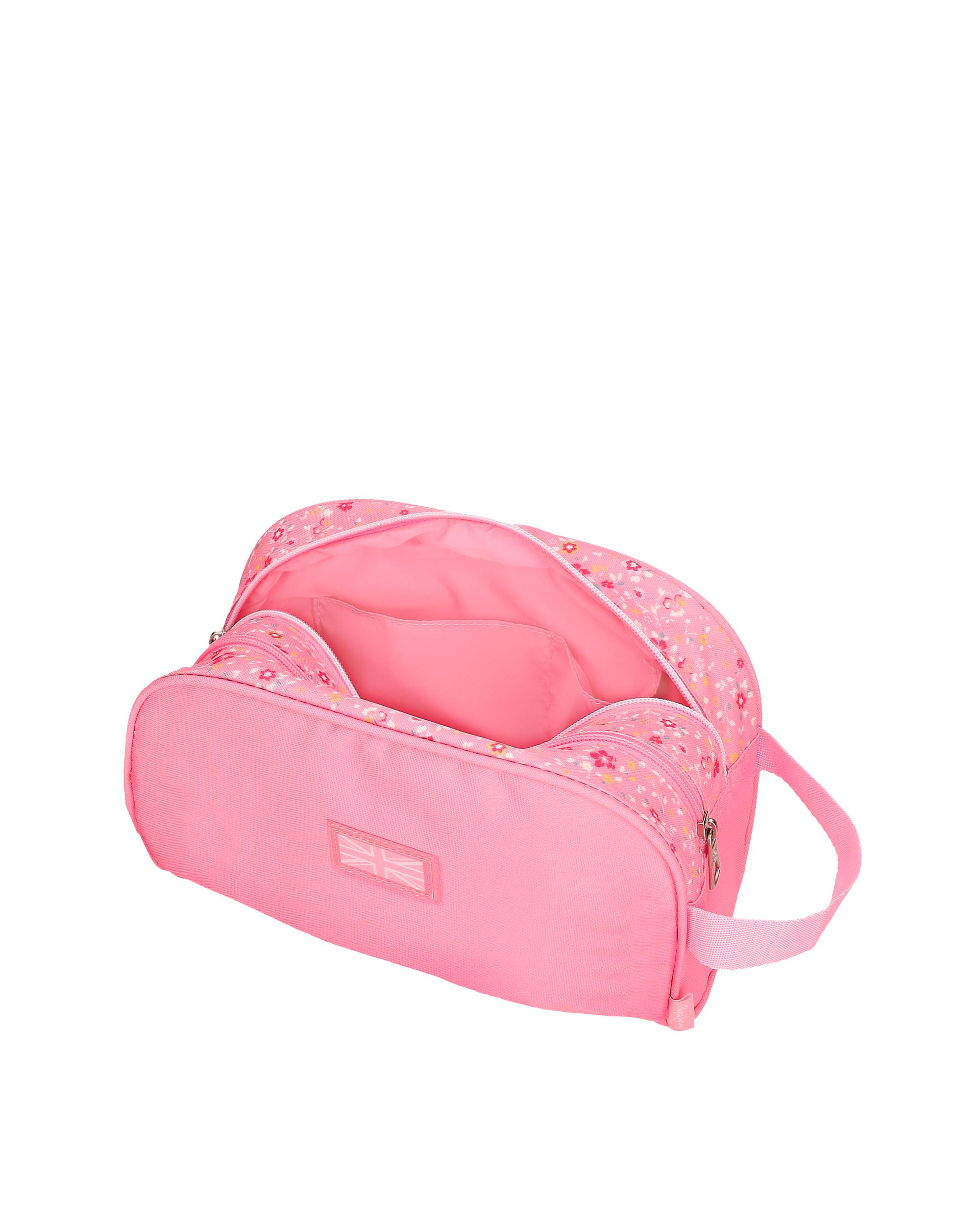 Necessaire Pepe Jeans Alenka de Dois Compartimentos com Alça Lateral em Rosa Rosa-5