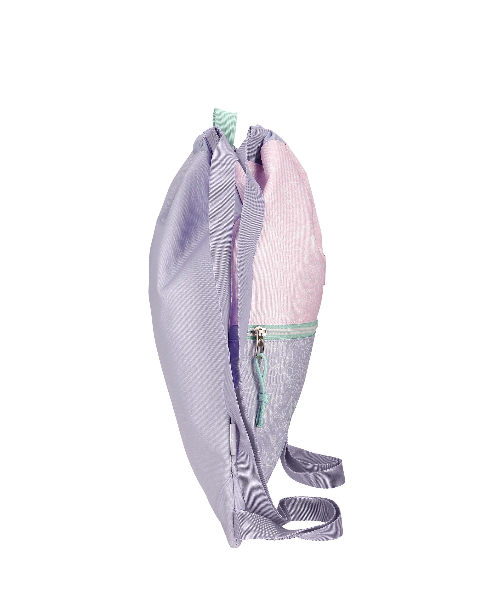 Mochila Saco Renata com Bolso de Fecho Zip Roxo-2