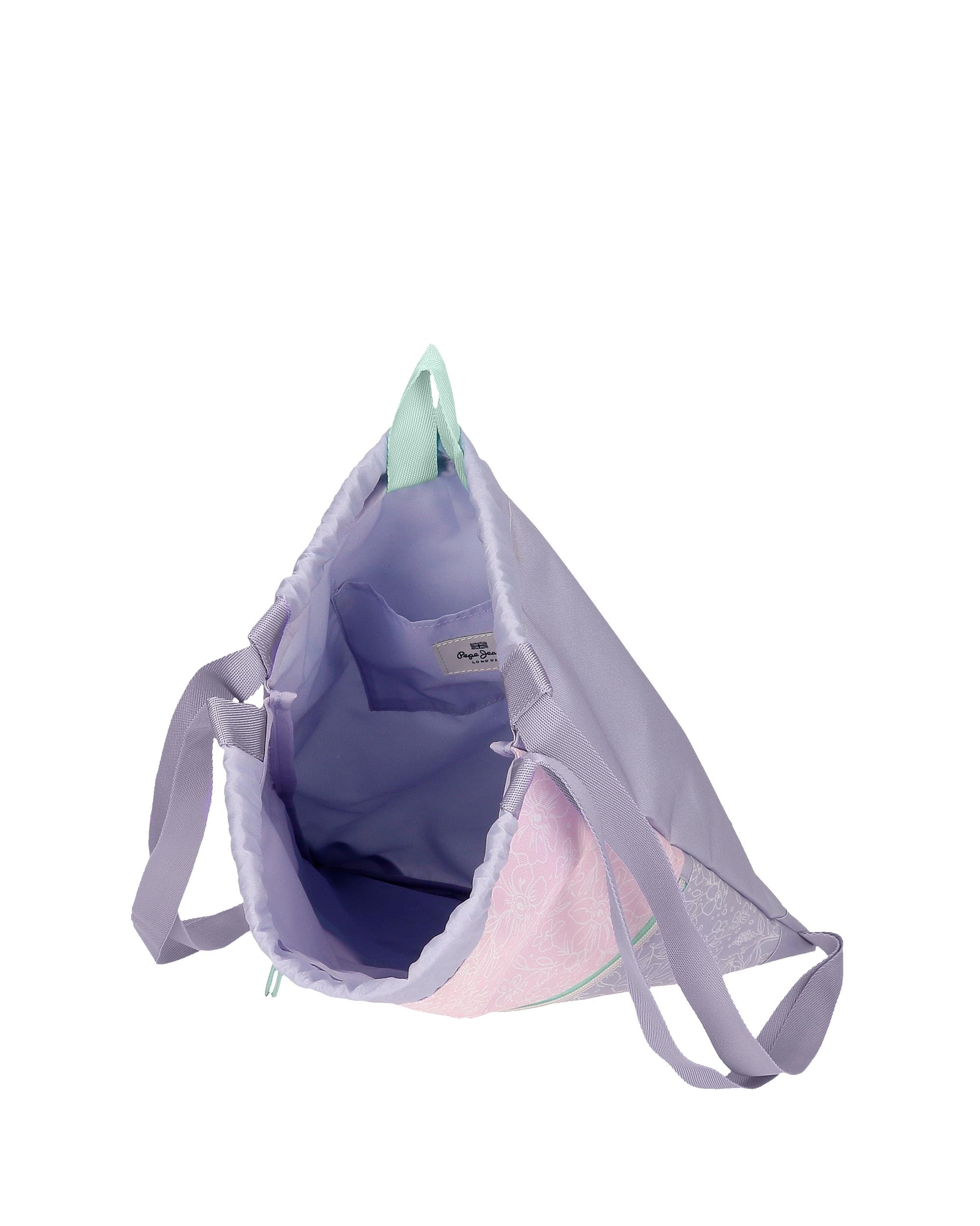 Mochila Saco Renata com Bolso de Fecho Zip Roxo-4