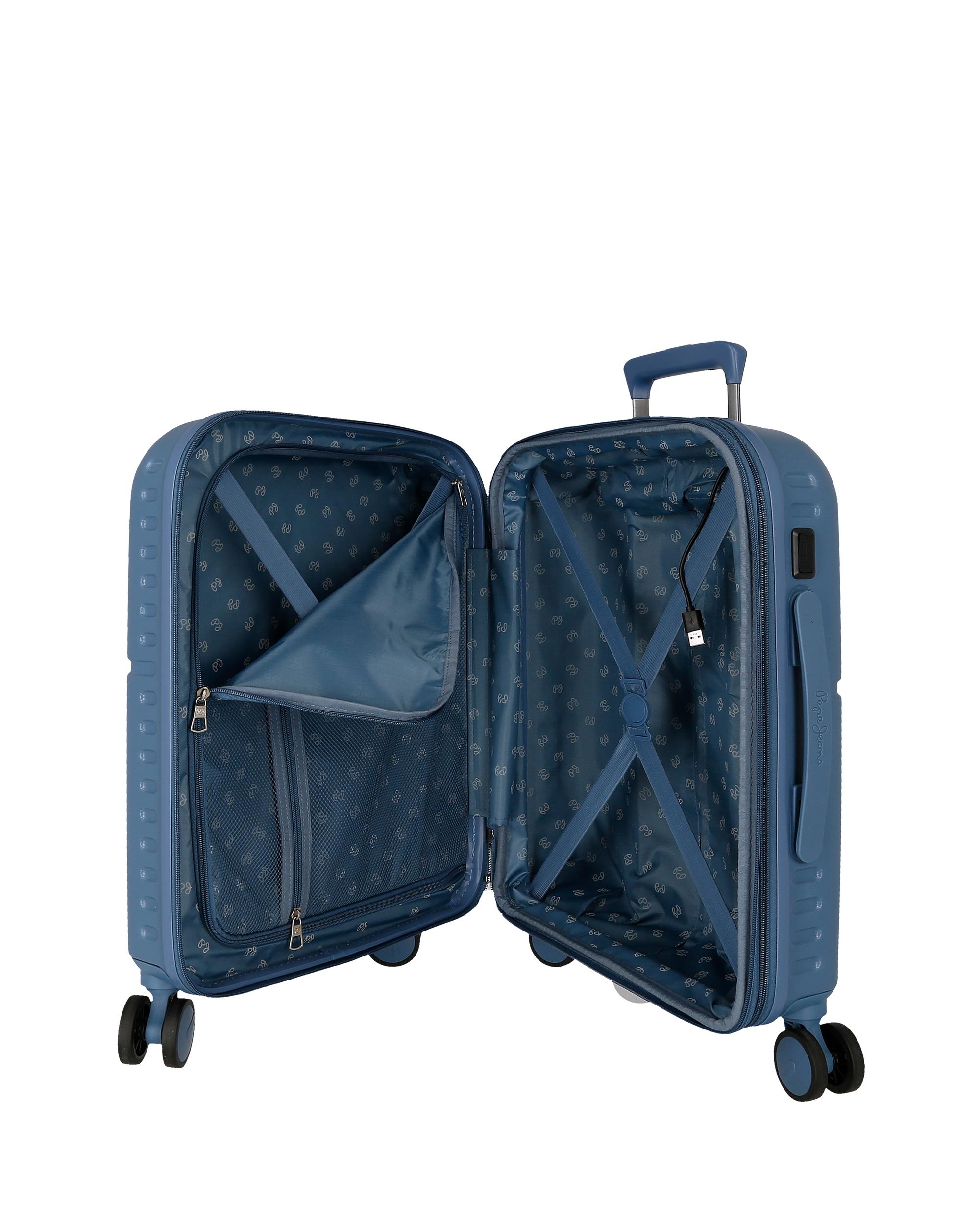 Conjunto de Malas (cabine e Média) Accent Rígidas com Capacidade de 116l Azul-5