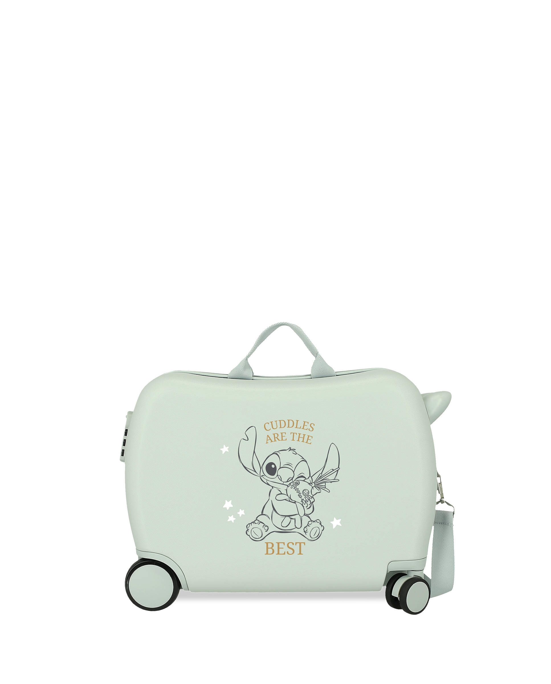 Mala Infantil 2 Rodas Multidirecionais Stitch Cuddles Are The Best com Capacidade de 38l em Verde Menta Verde-1
