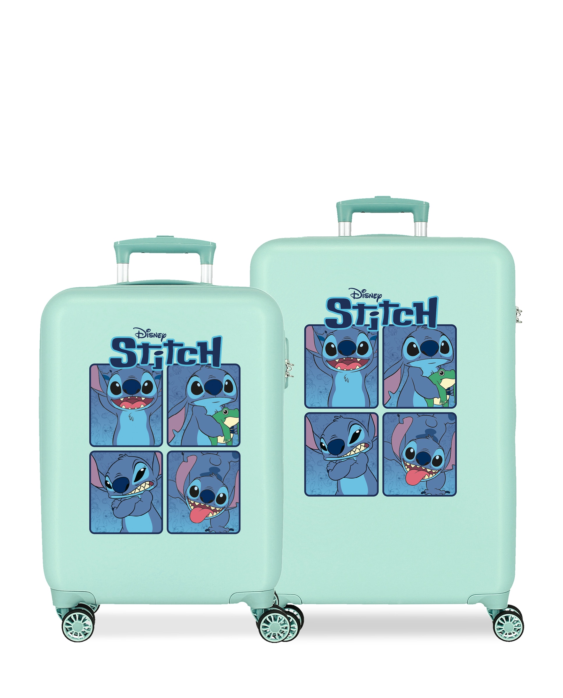 Conjunto de Malas (cabine e Média) Adorable Stitch Moods Rígidas com Capacidade de 91l Azul-celeste-1