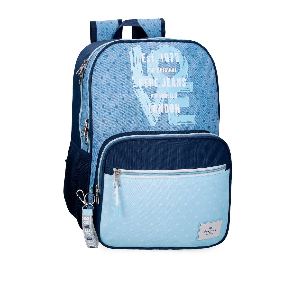 Mochila Escolar Noni Denim de Dois Compartimentos 40 Cm em Azul Azul-1