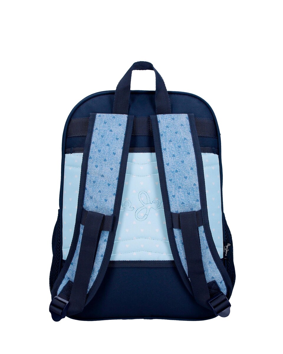 Mochila Escolar Noni Denim de Dois Compartimentos 40 Cm em Azul Azul-3