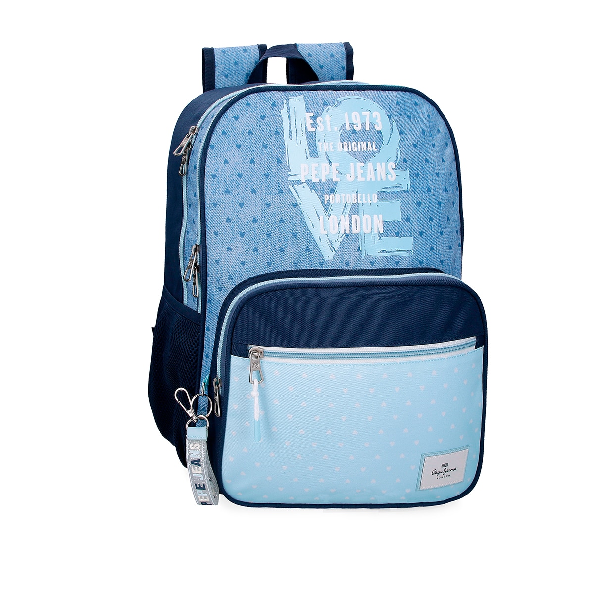 Imagem 0 de Mochila Dois Compartimentos Pepe Jeans Noni Denim 40cm Adaptável a Trolley em Azul-claro