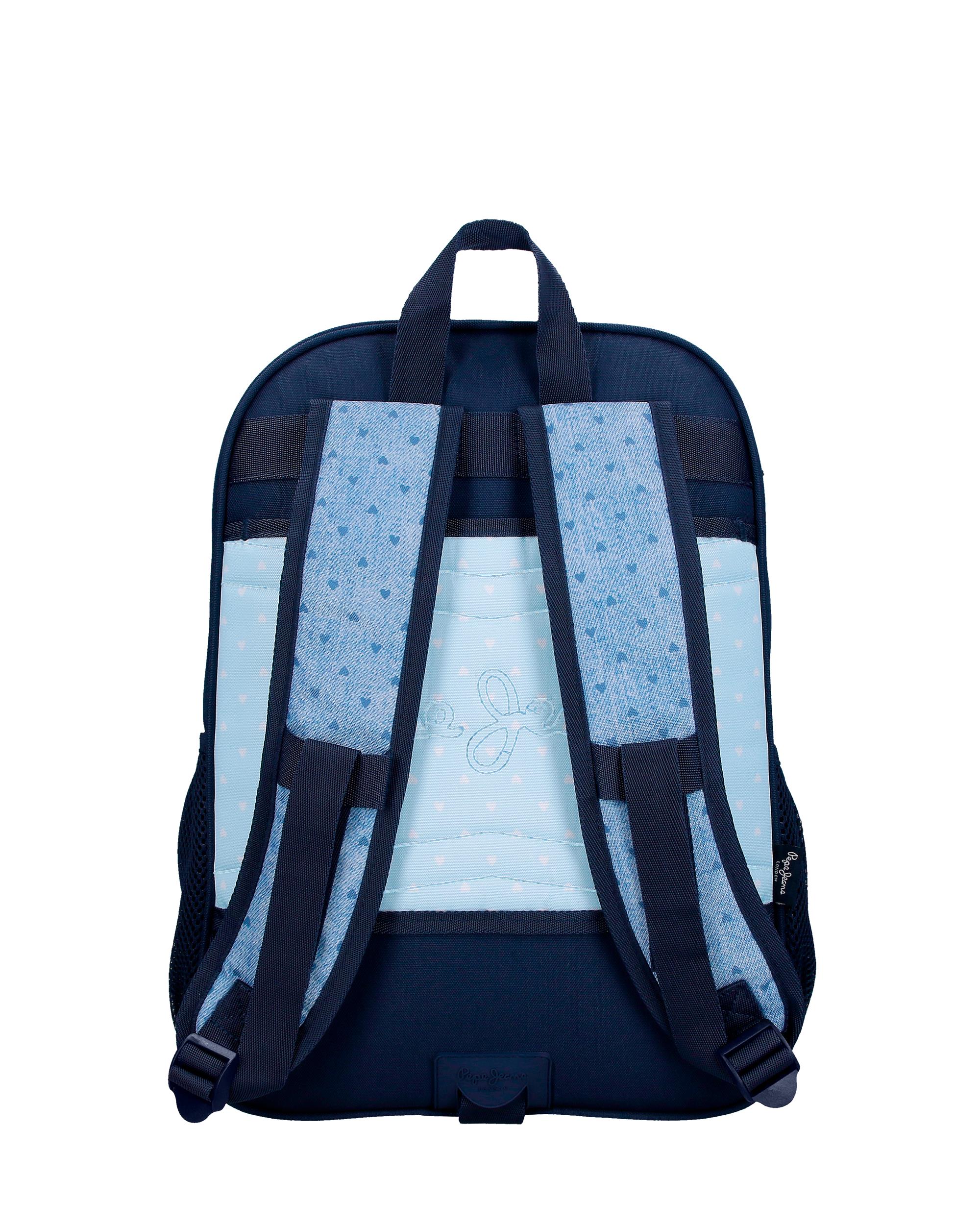 Mochila Dois Compartimentos Pepe Jeans Noni Denim 40cm Adaptável a Trolley em Azul-claro Azul-3