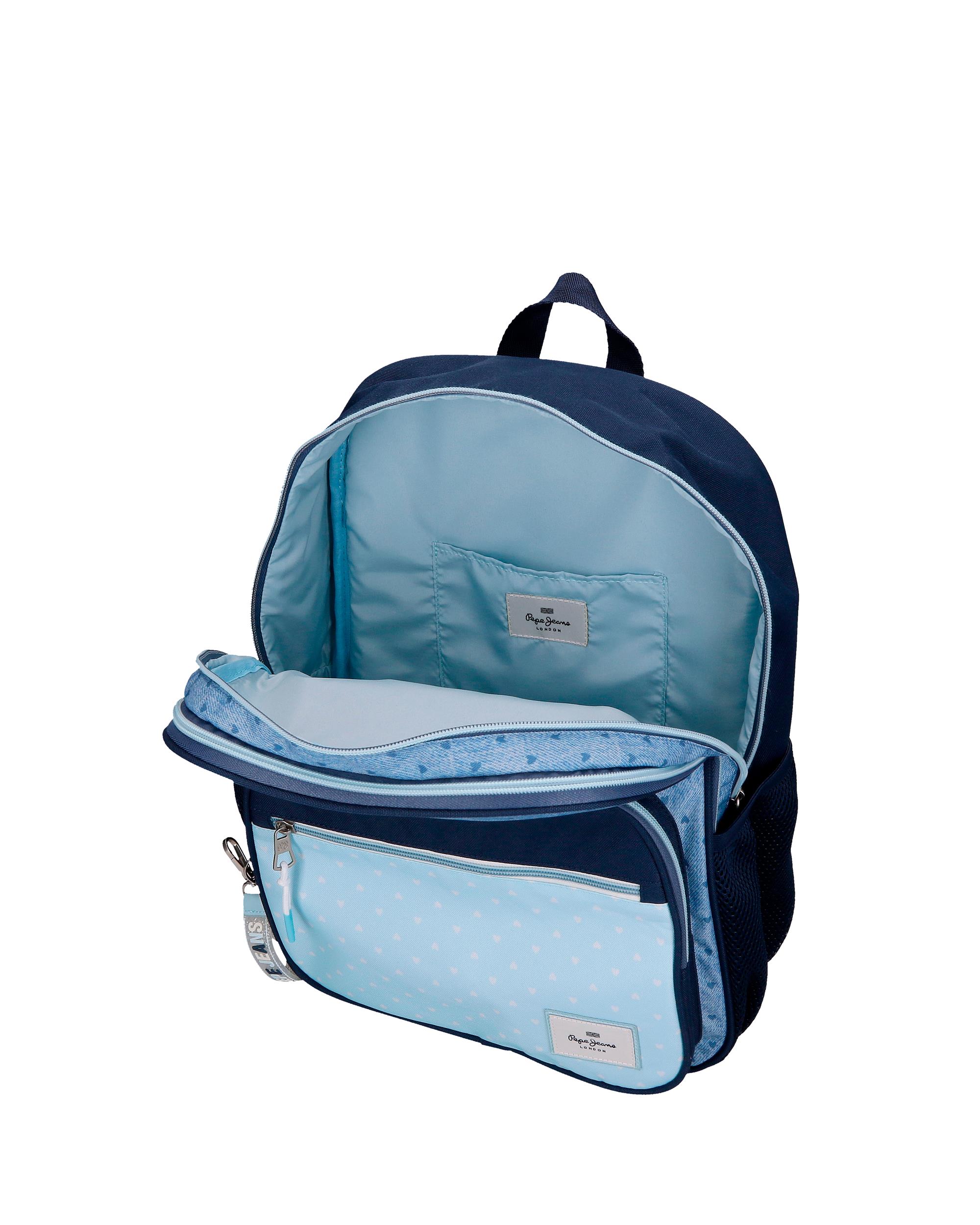 Mochila Dois Compartimentos Pepe Jeans Noni Denim 40cm Adaptável a Trolley em Azul-claro Azul-4