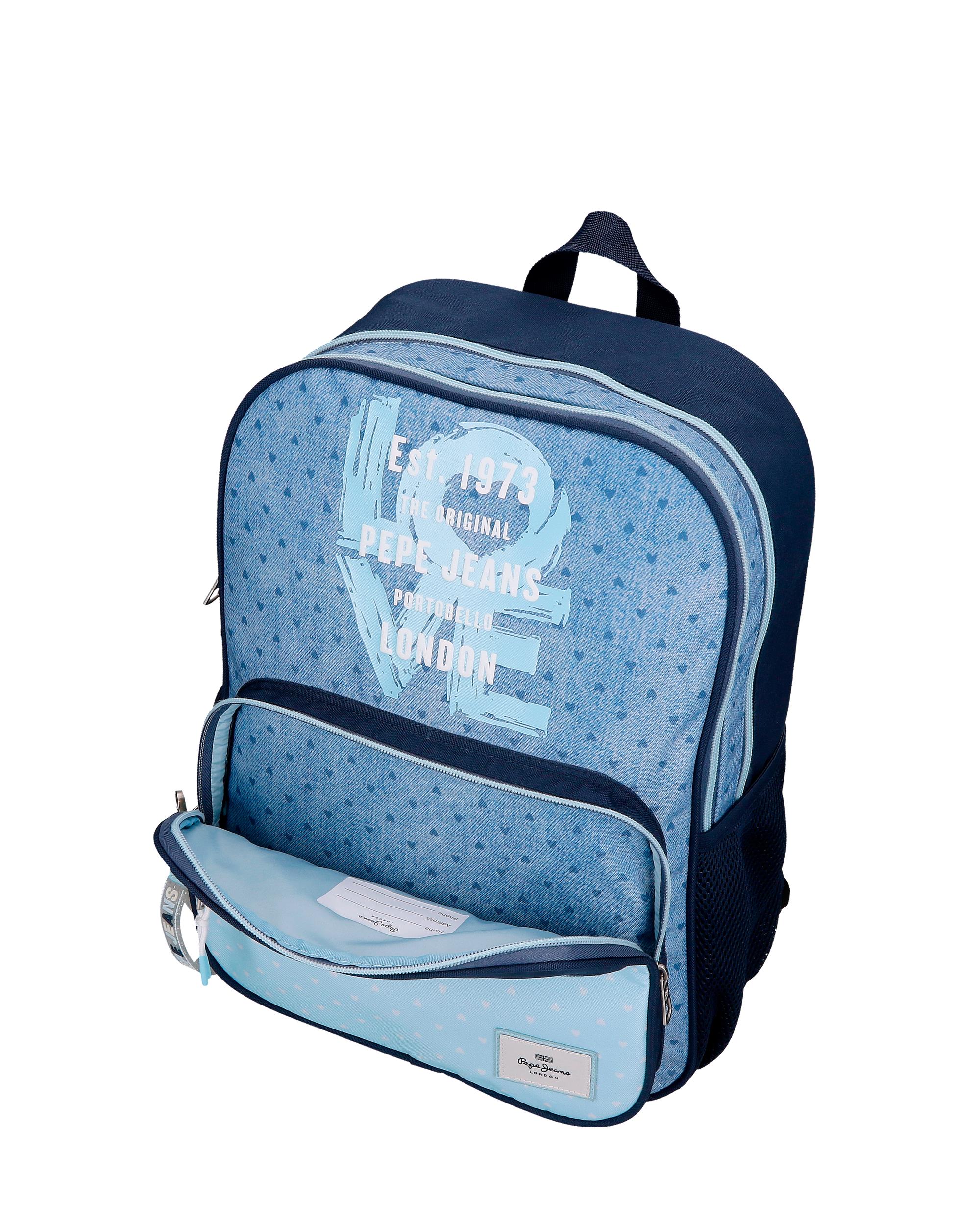 Mochila Dois Compartimentos Pepe Jeans Noni Denim 40cm Adaptável a Trolley em Azul-claro Azul-5