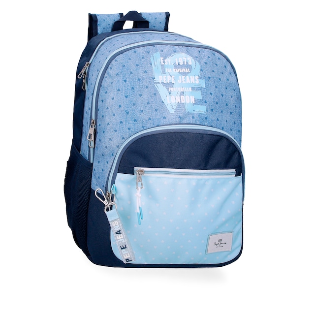 Imagem 0 de Mochila Escolar Noni Denim 46cm Dois Compartimentos em Azul-claro