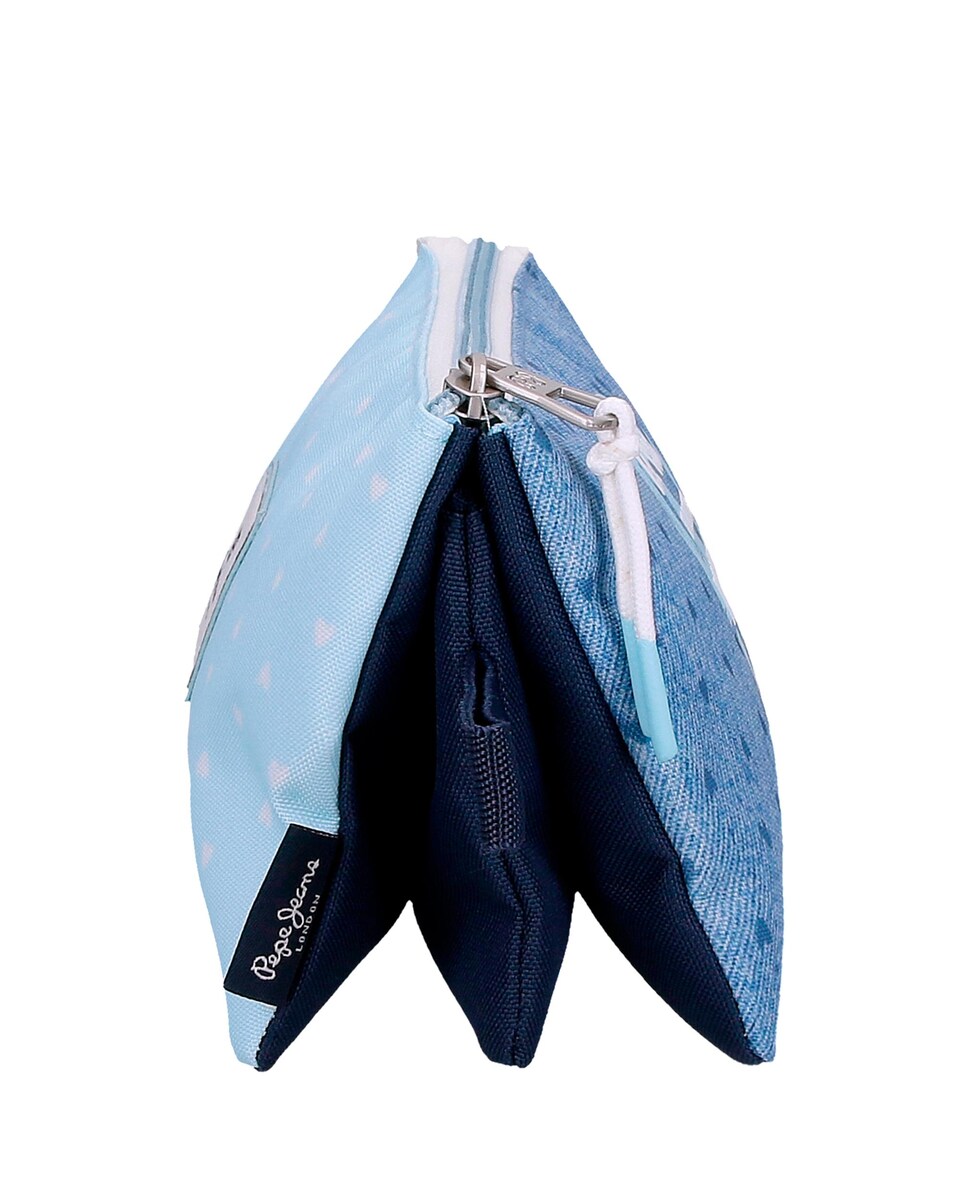 Estojo Noni Denim Três Compartimentos em Azul Azul-2