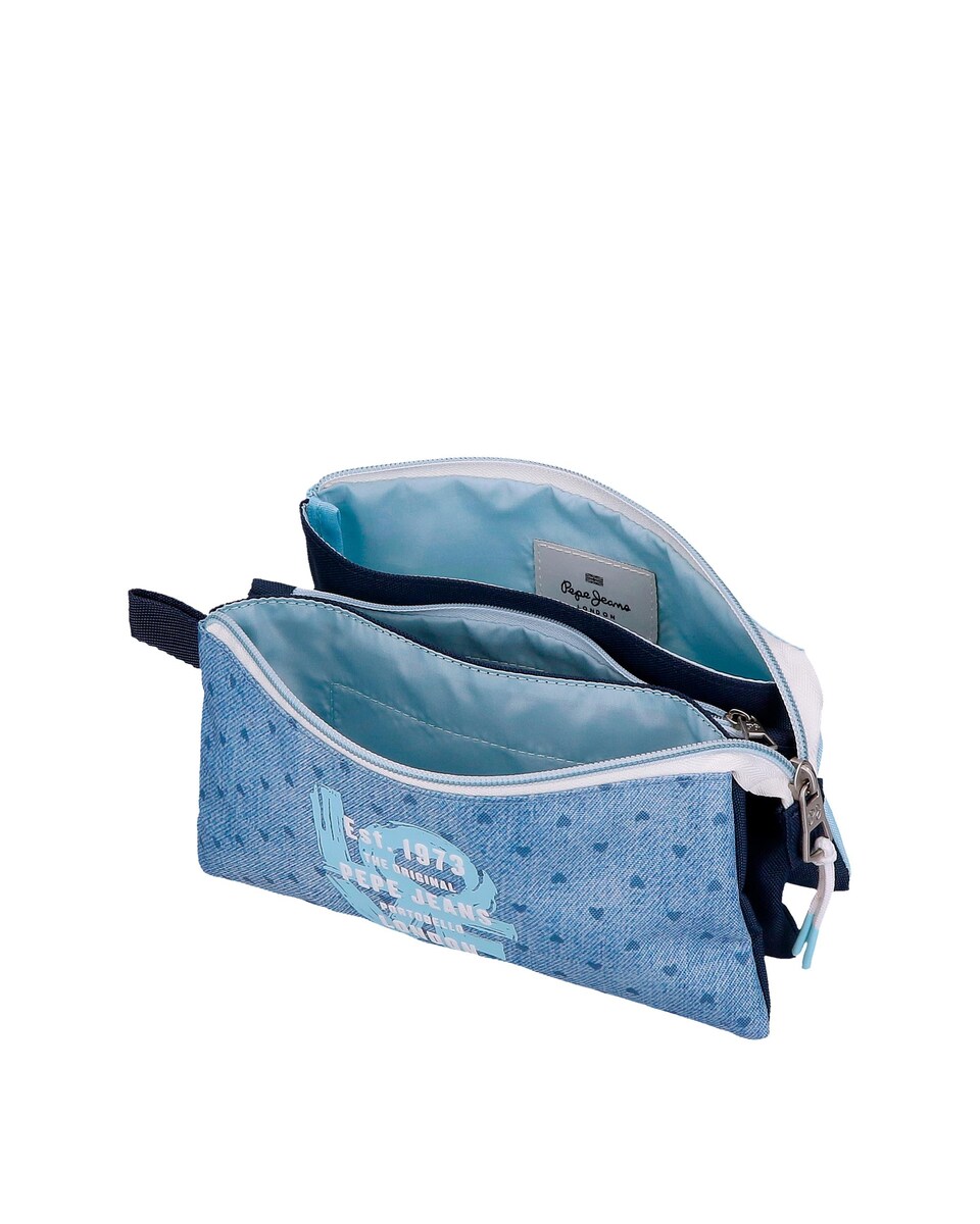 Estojo Noni Denim Três Compartimentos em Azul Azul-4