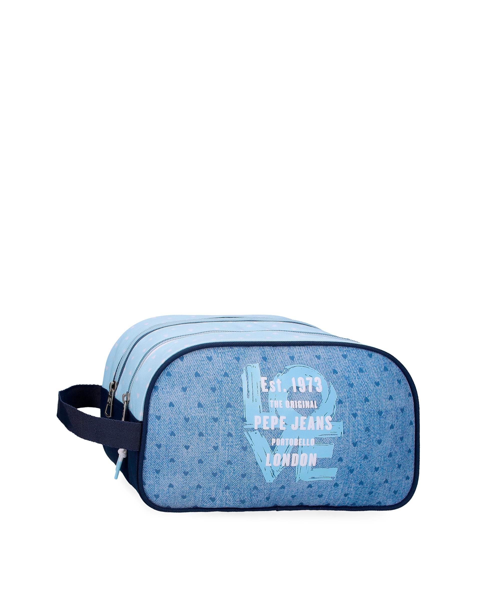Imagem 0 de Necessaire Pepe Jeans Noni Denim com Dois Compartimentos e Alça Lateral