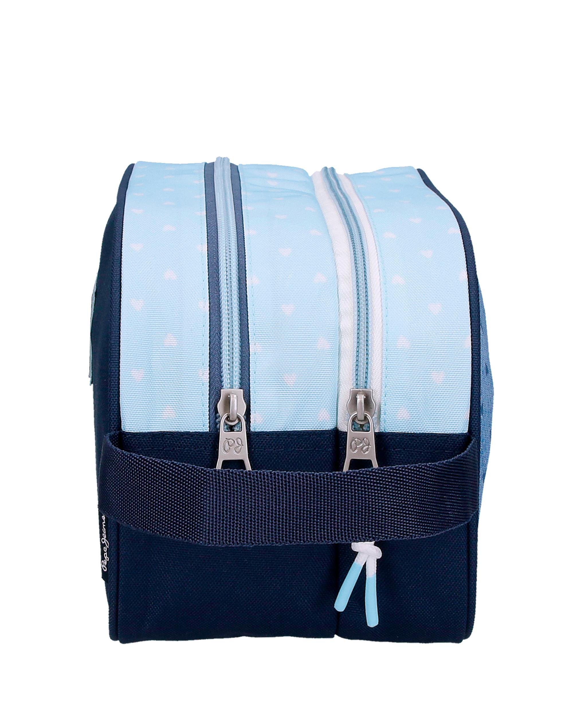 Necessaire Pepe Jeans Noni Denim com Dois Compartimentos e Alça Lateral Azul-2