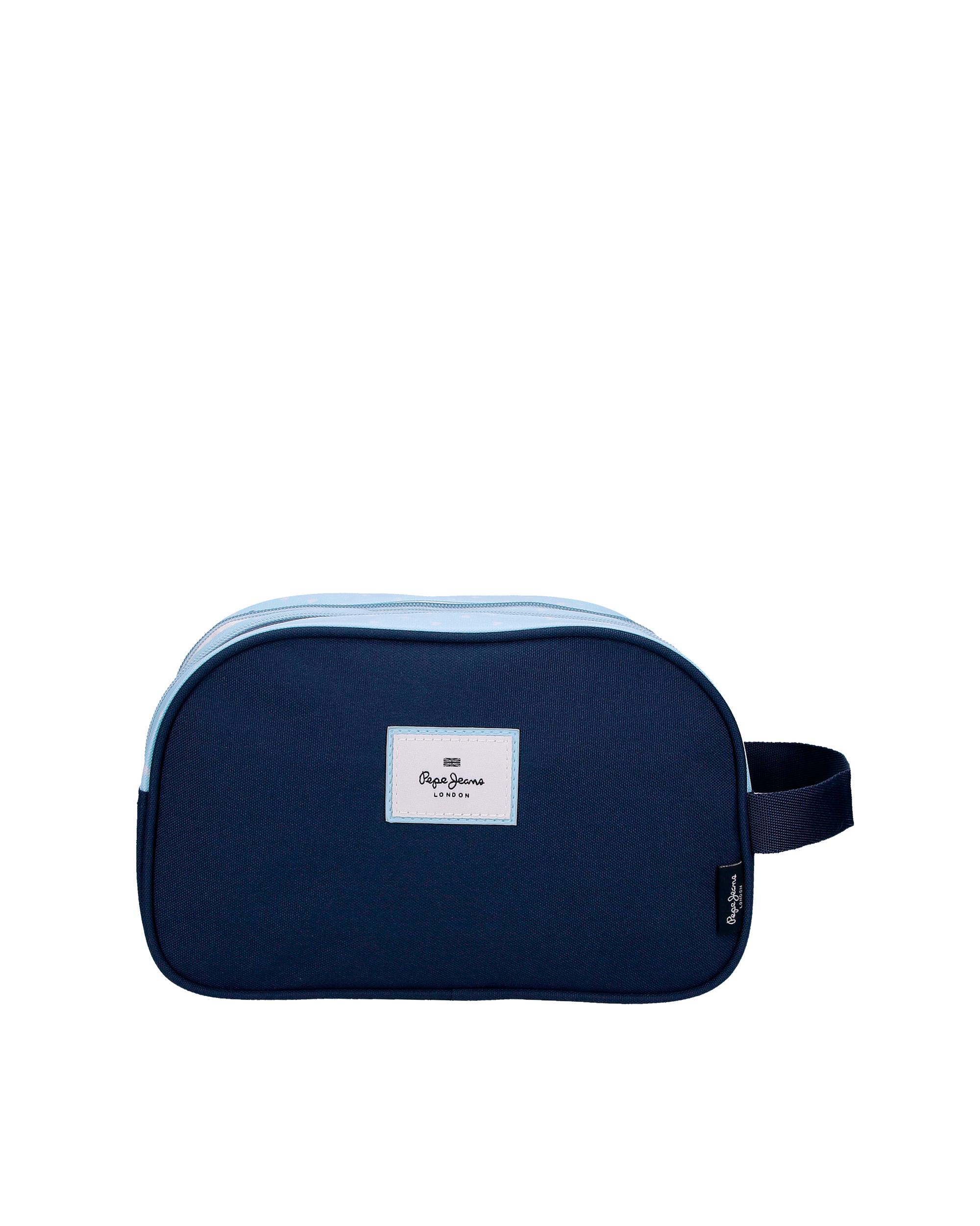 Necessaire Pepe Jeans Noni Denim com Dois Compartimentos e Alça Lateral Azul-3