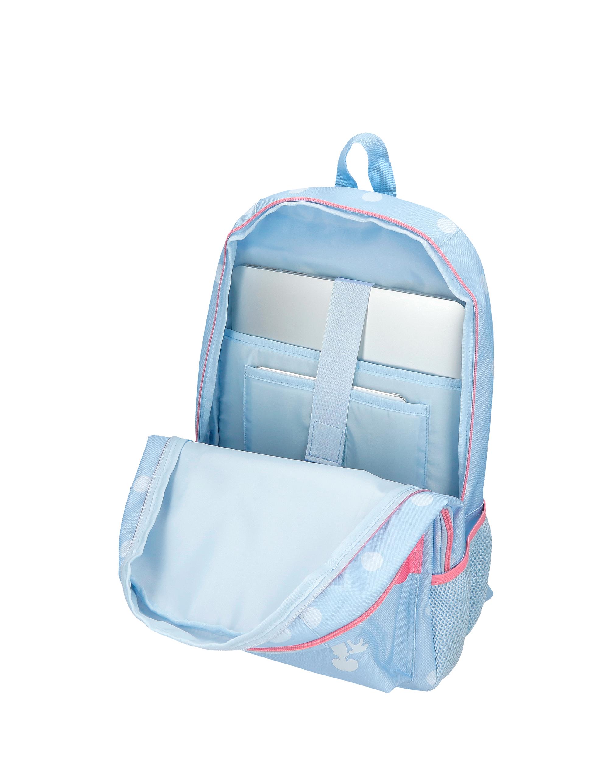 Mochila de Dois Compartimentos Mickey Vibes 44cm Adaptável a Carro Azul-4