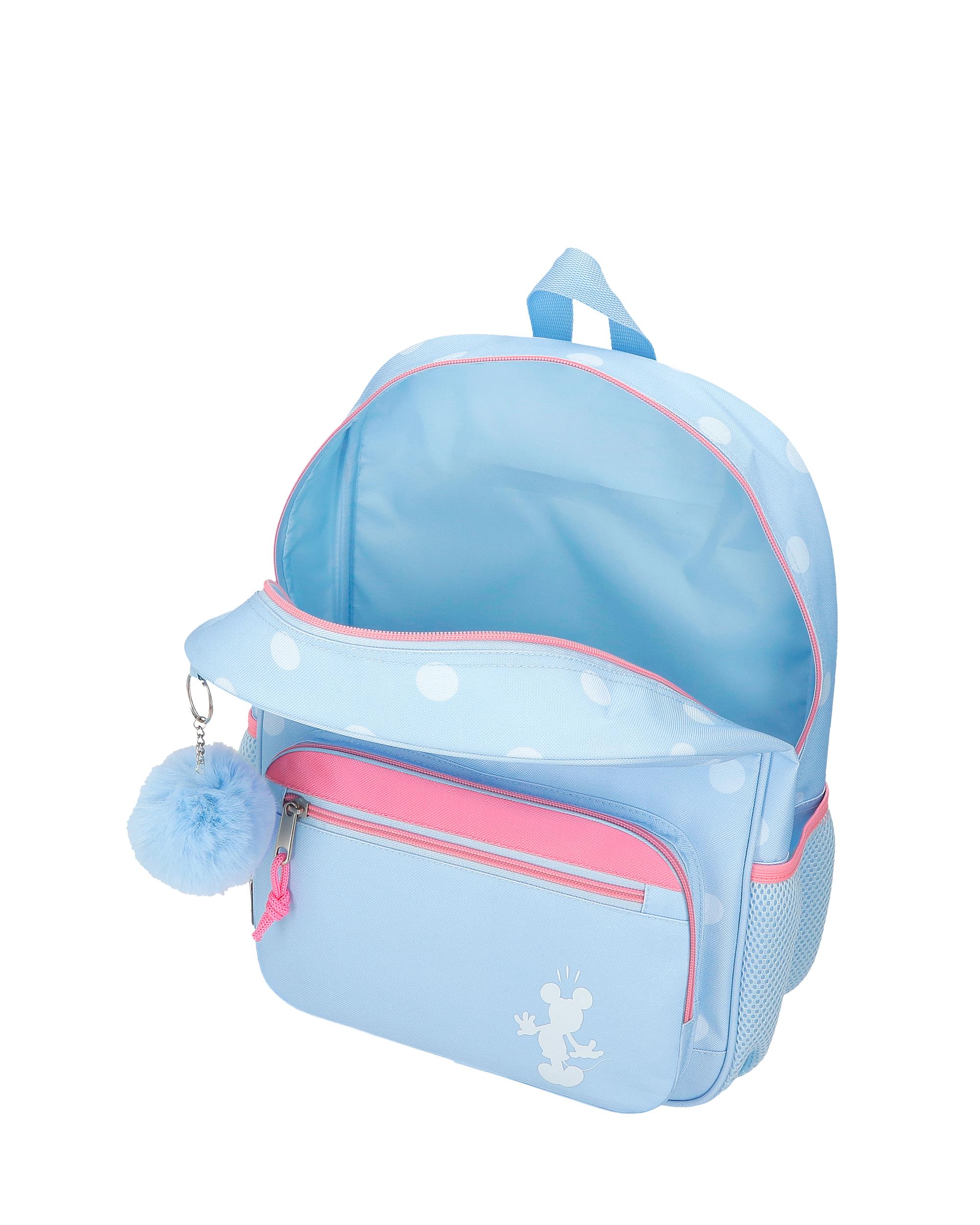 Mochila Escolar Mickey Vibes 38cm Adaptável a Carro Azul-4