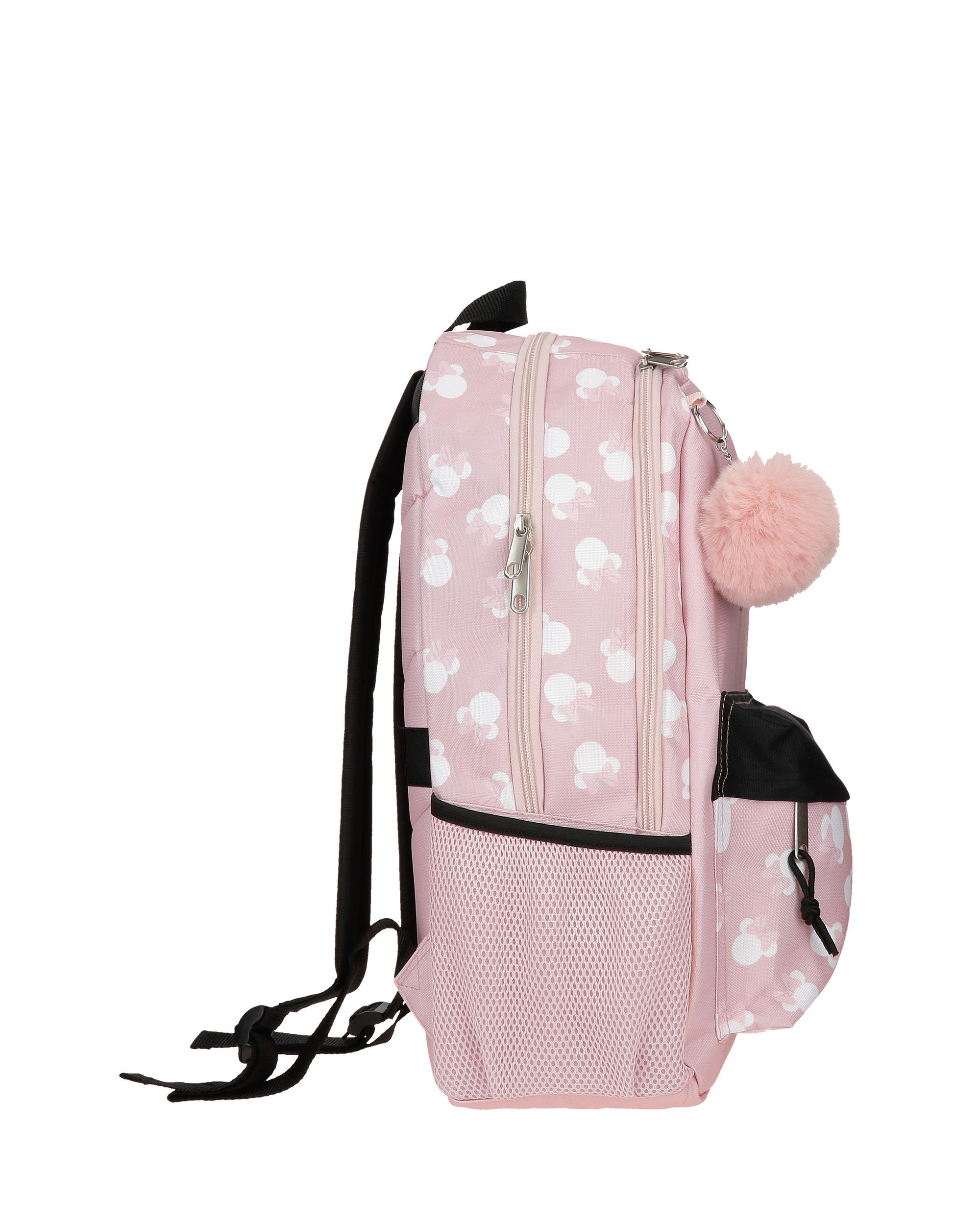 Mochila Disney Minnie Heads de Dois Compartimentos 44cm Rosa-2