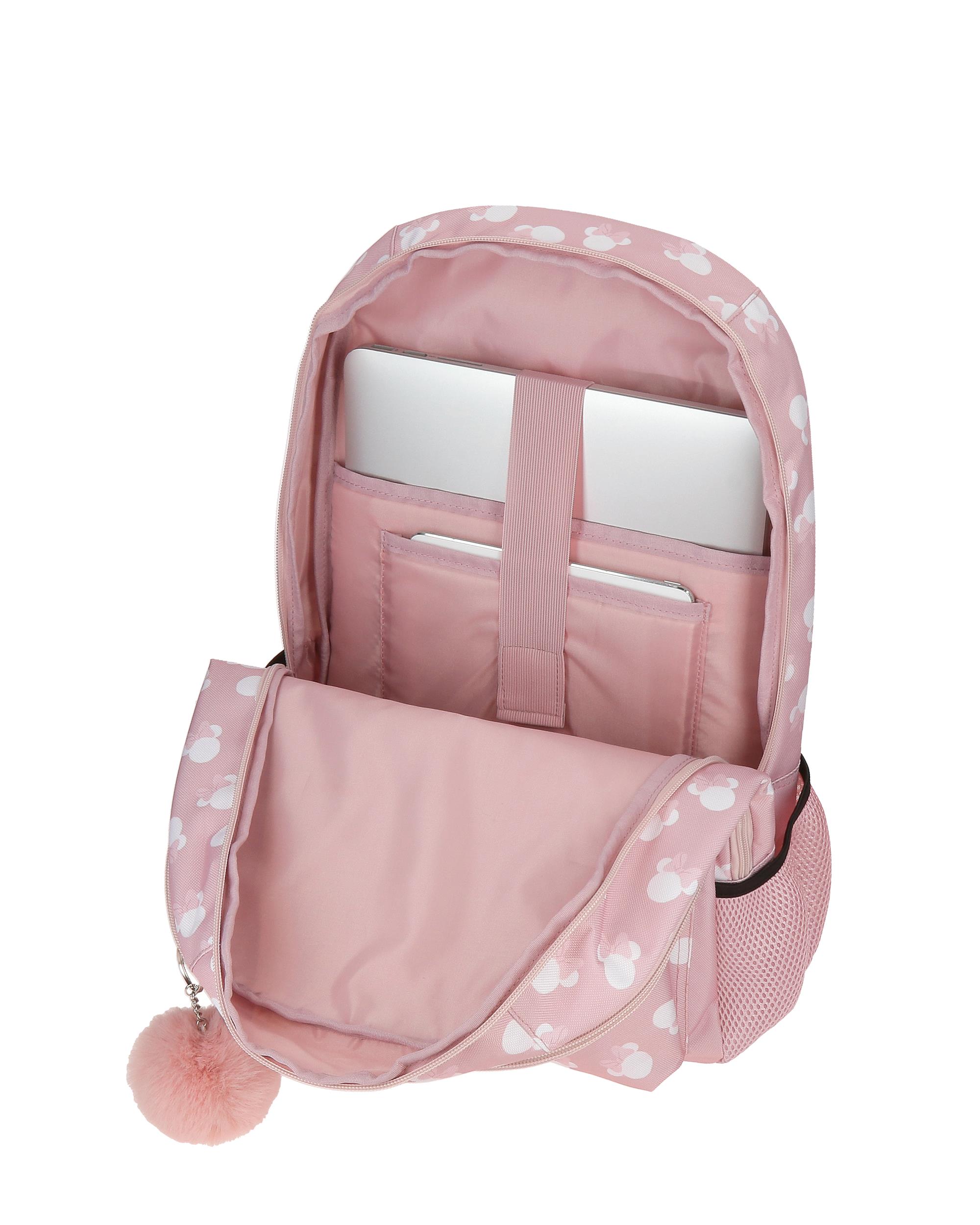 Mochila Disney Minnie Heads de Dois Compartimentos 44cm Rosa-4