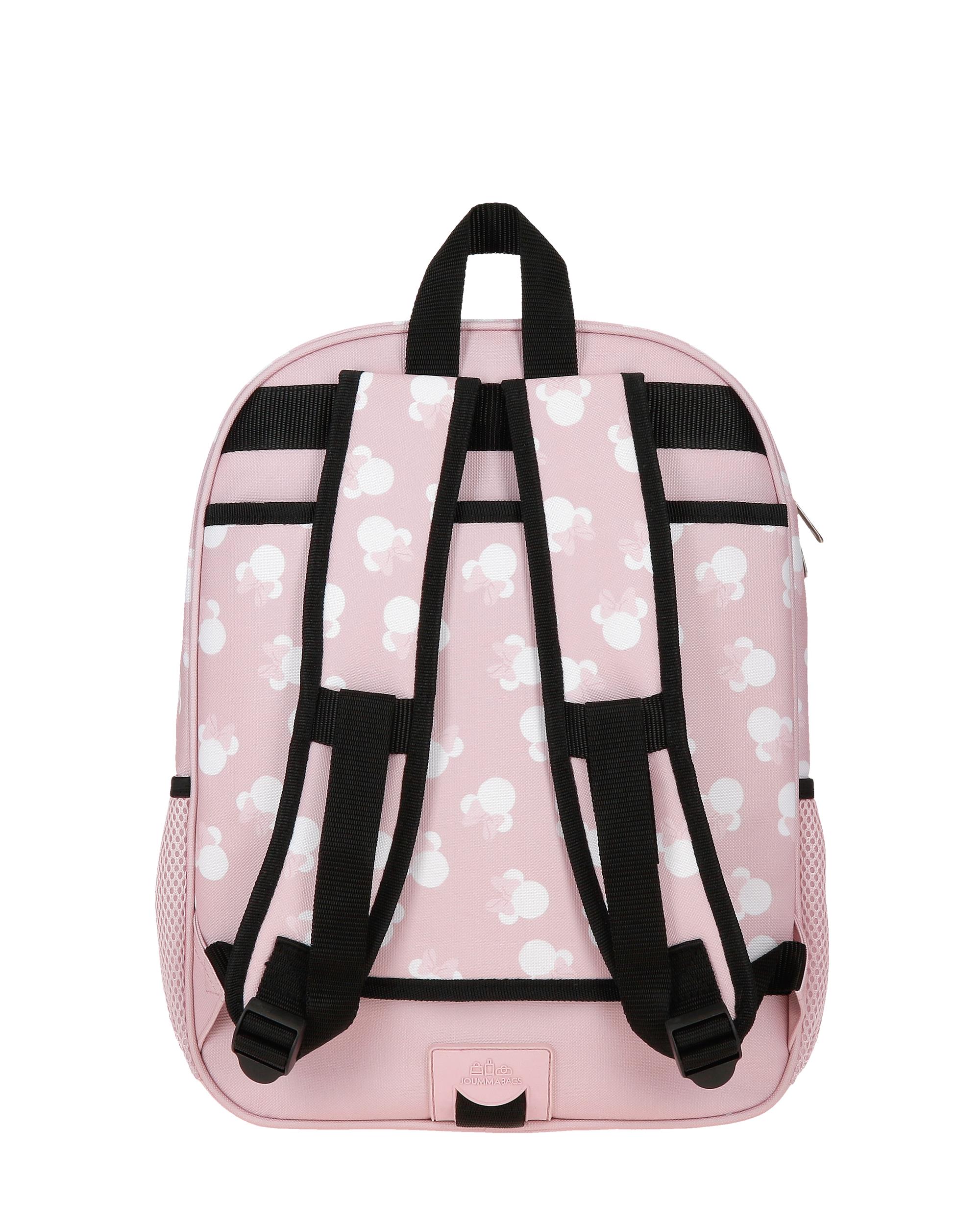 Mochila Escolar Minnie Heads 38cm Adaptável a Carro Rosa-3